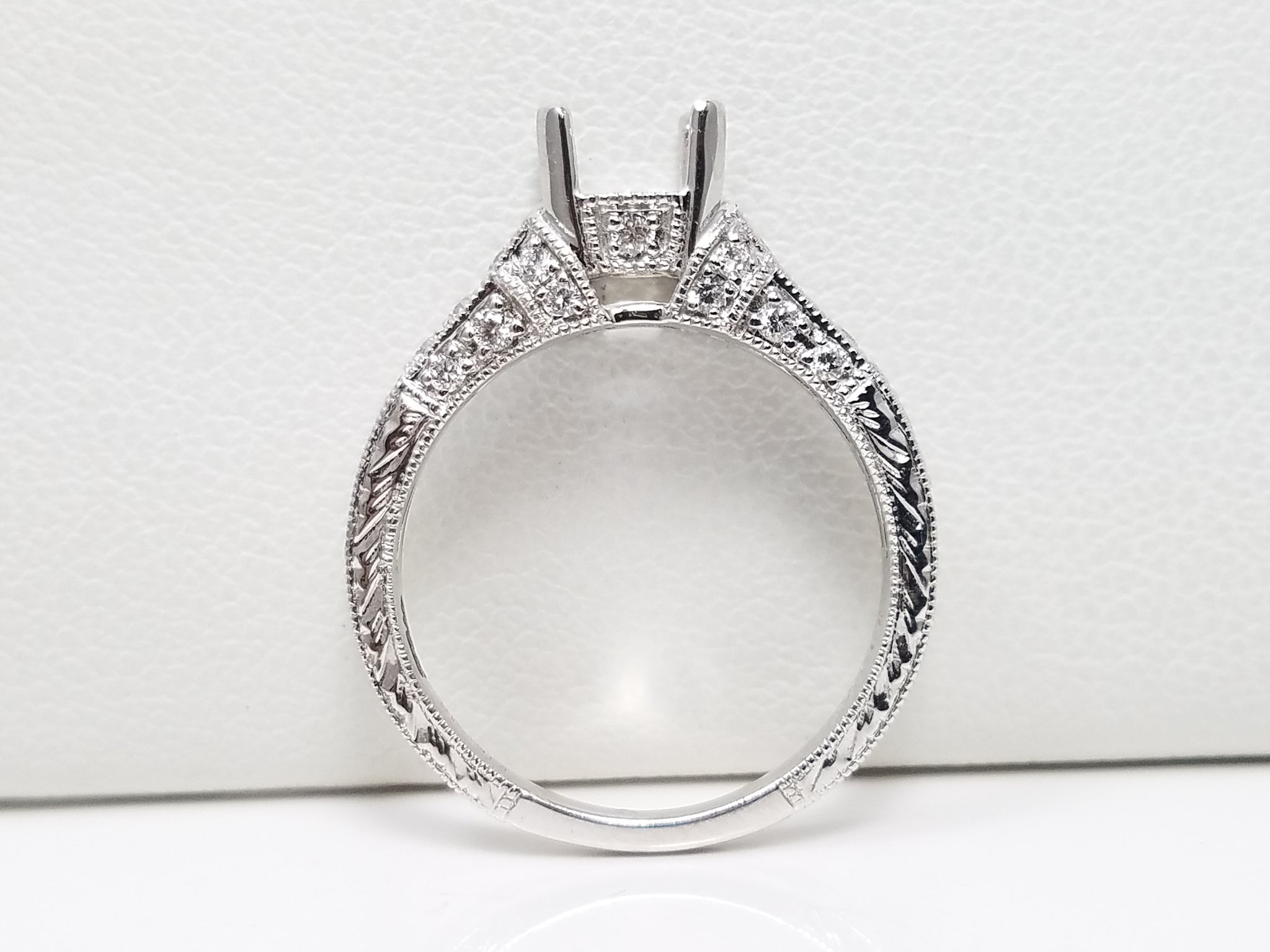 New! .33ctw Natural Diamond 14k White Gold Ring Mount