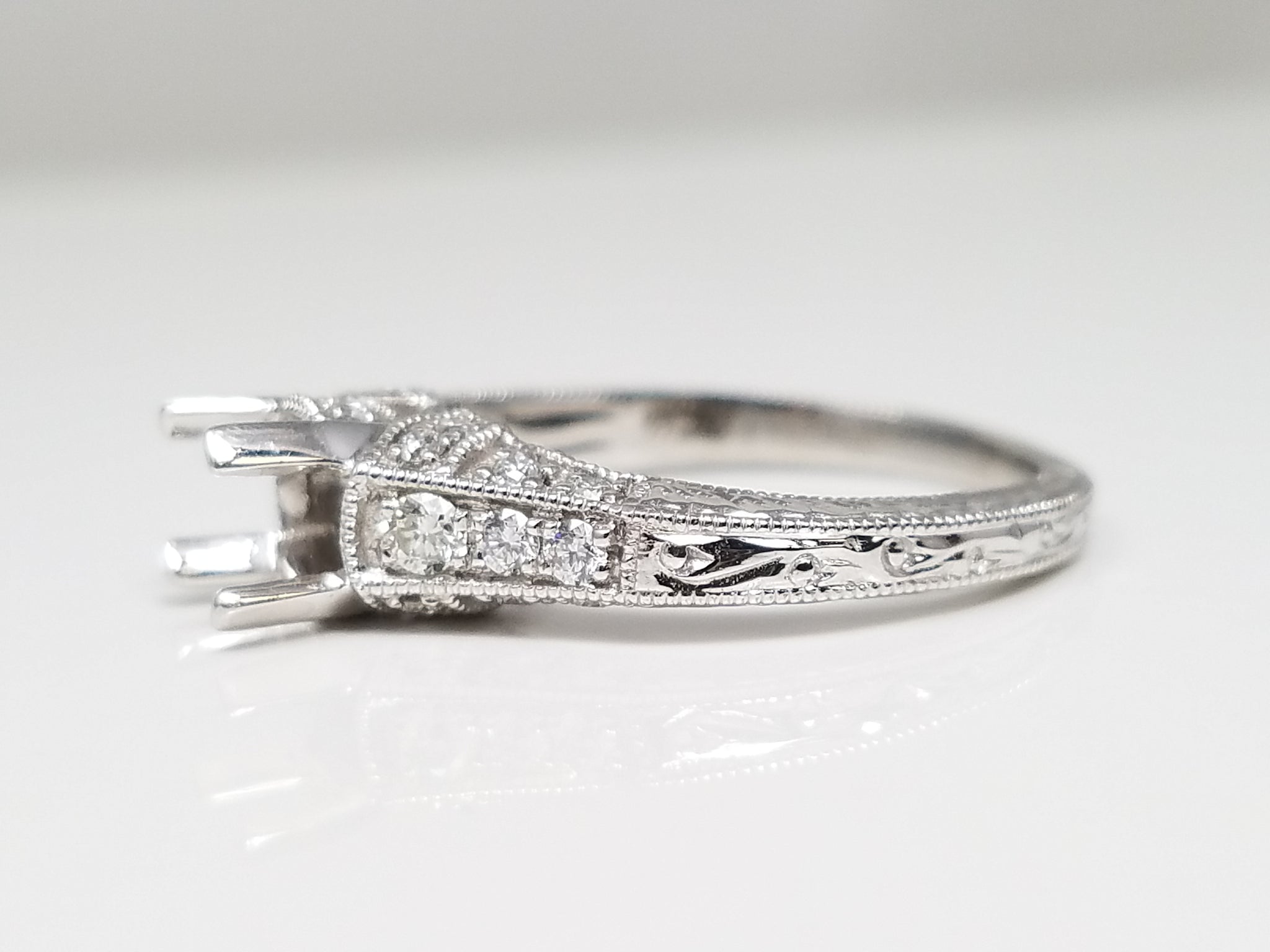 New! .33ctw Natural Diamond 14k White Gold Ring Mount