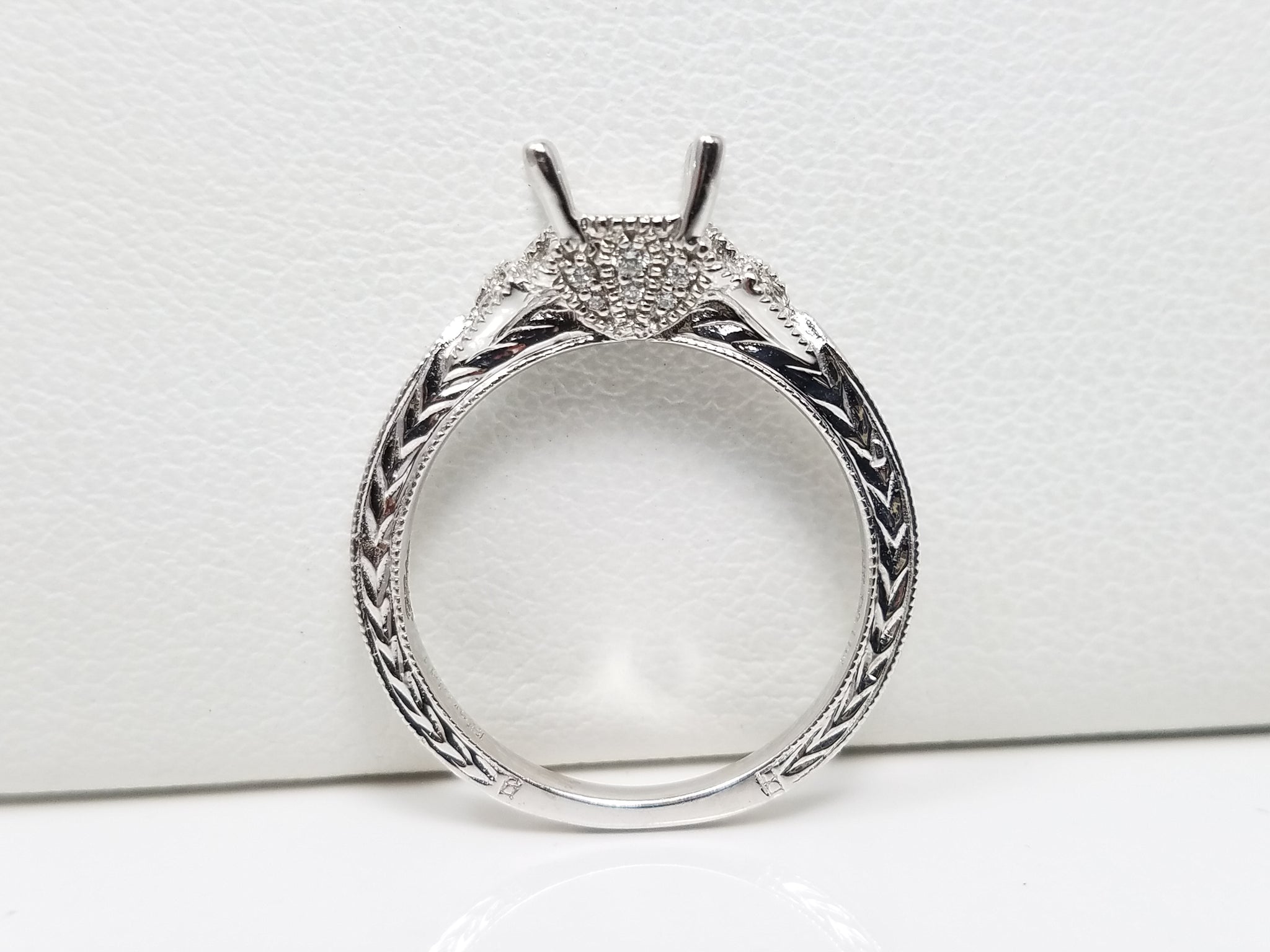 New Swanky 14k White Gold Natural Diamond Halo Engagement Ring Mount