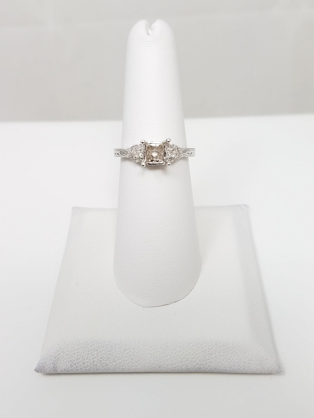 New Swanky 14k White Gold Natural Diamond Halo Engagement Ring Mount