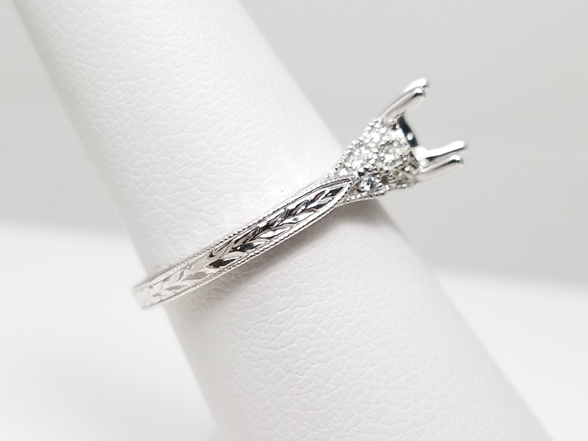 New Swanky 14k White Gold Natural Diamond Halo Engagement Ring Mount