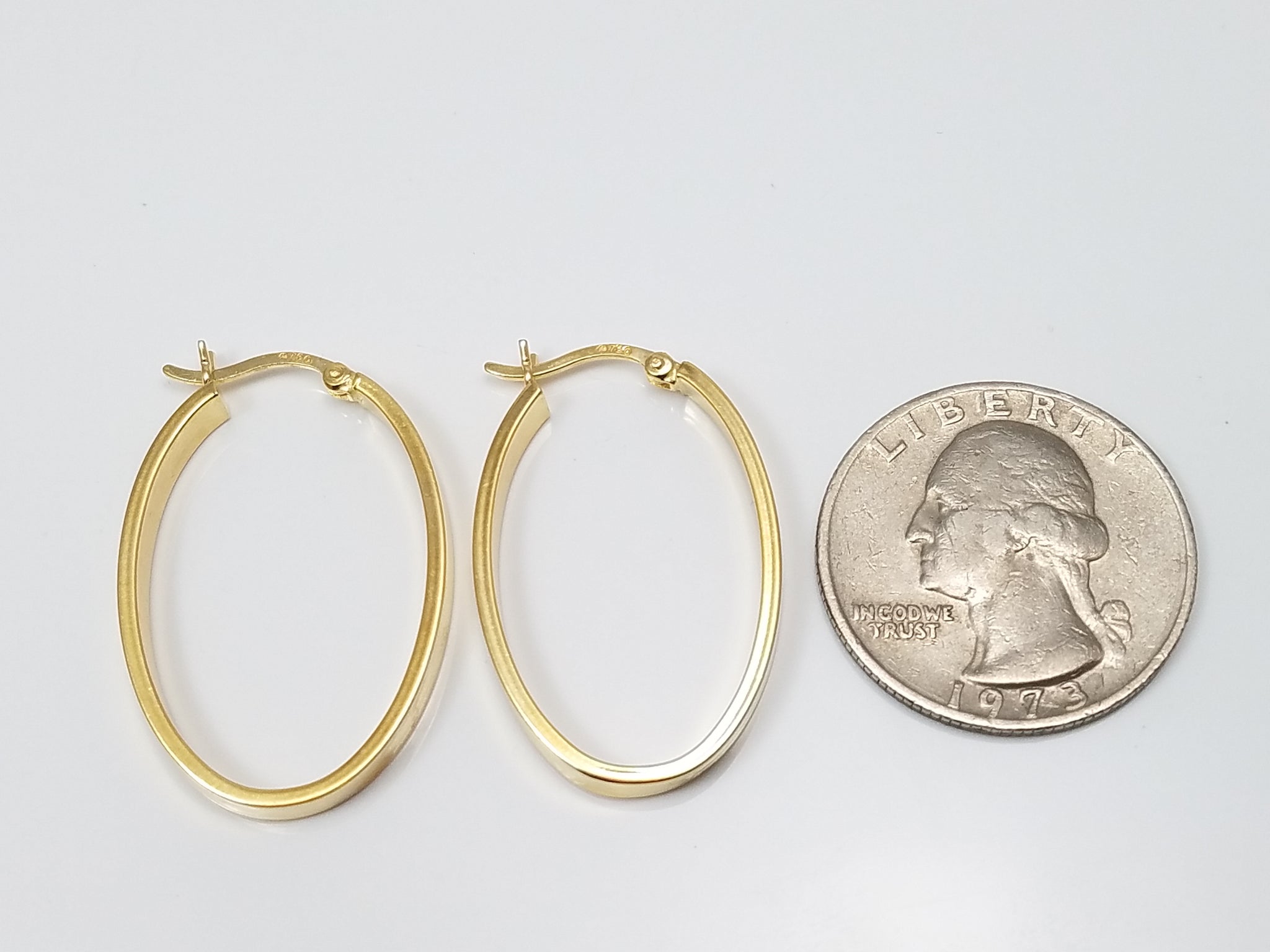 Everyday 18k Yellow Gold Hollow Oval Hoop Earrings