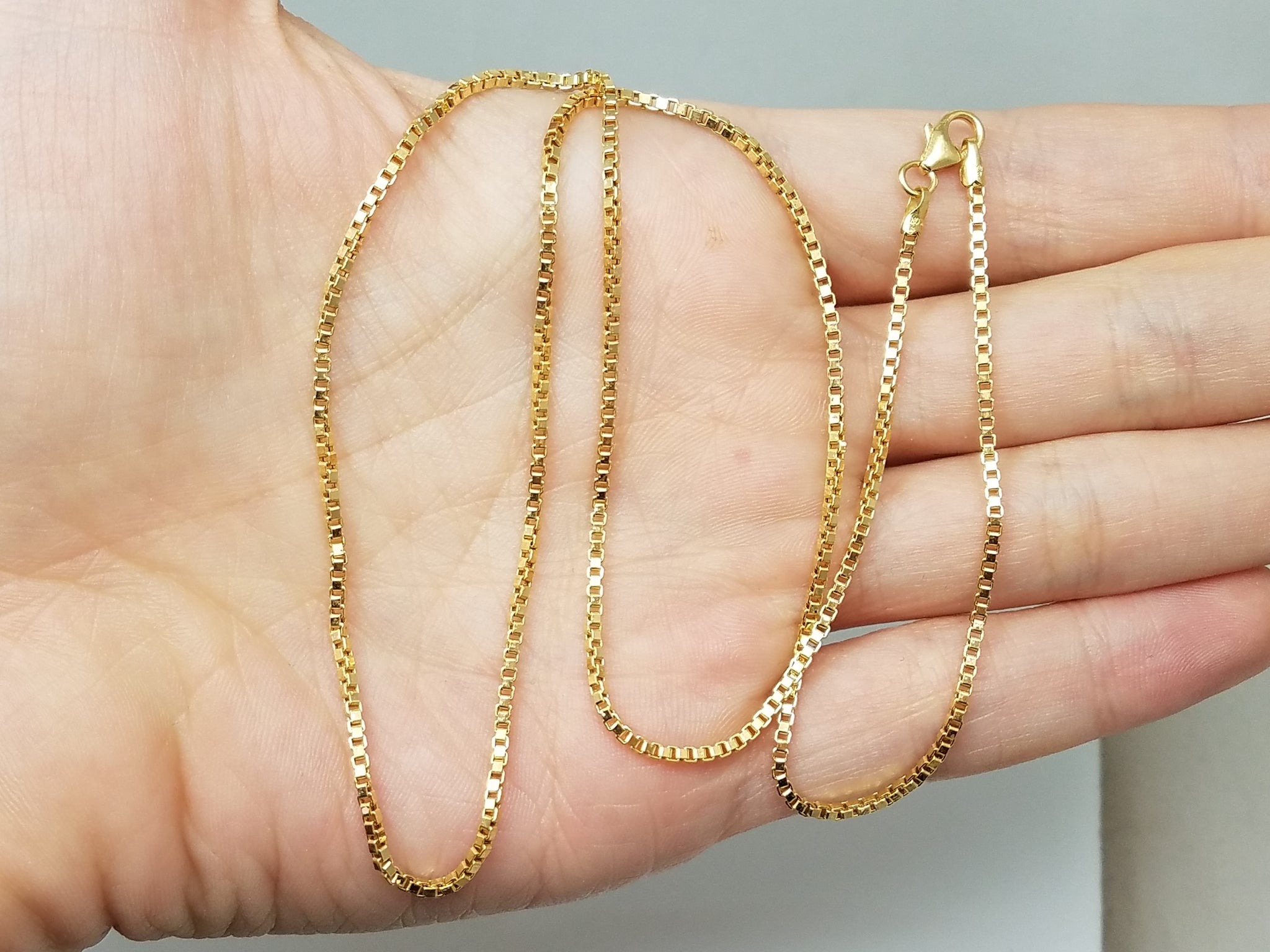 Magical 20" Solid 18k Yellow Gold Box Link Chain Necklace