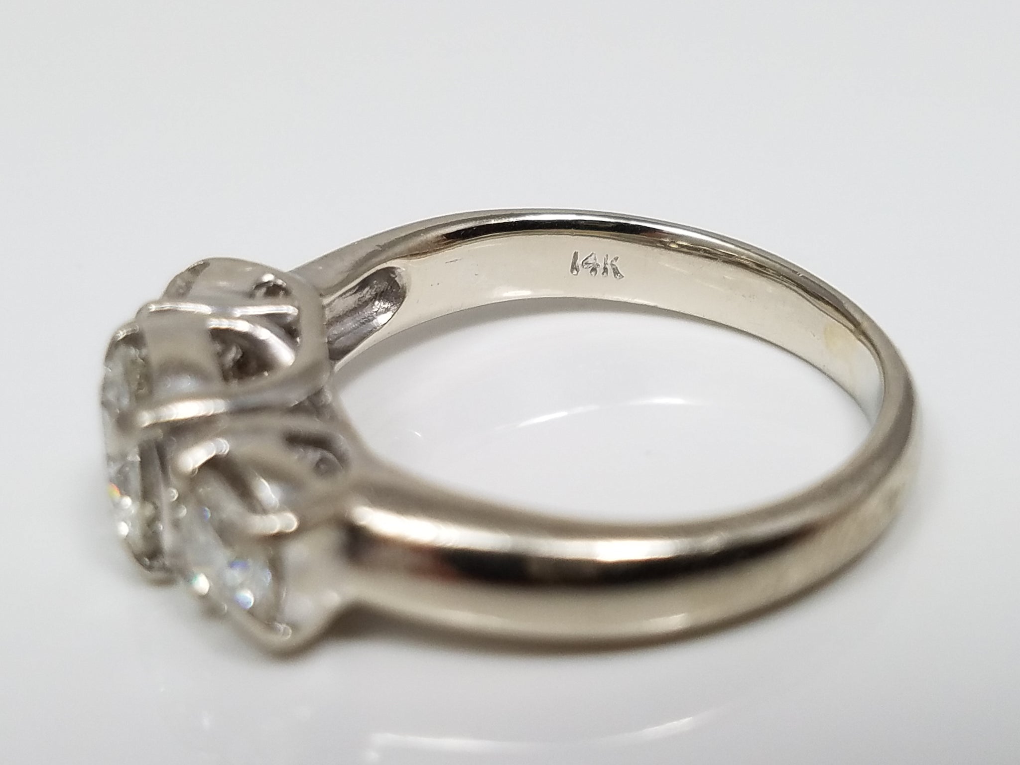 Classic 14k White Gold 1.25ctw Natural Three Stone Diamond Engagement Ring