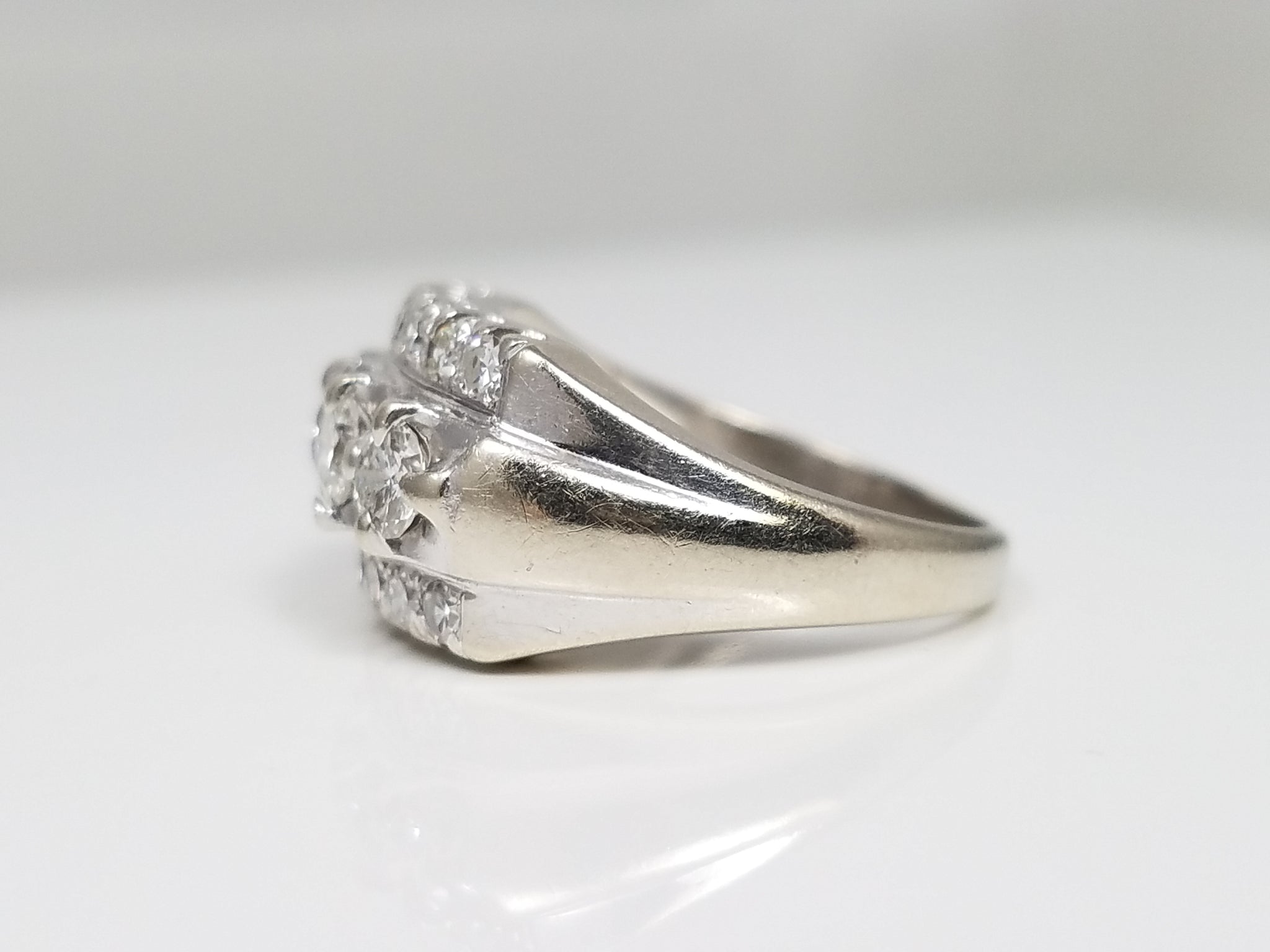 Precious Vintage 14k White Gold .70ctw Natural Diamond Wedding Ring Band