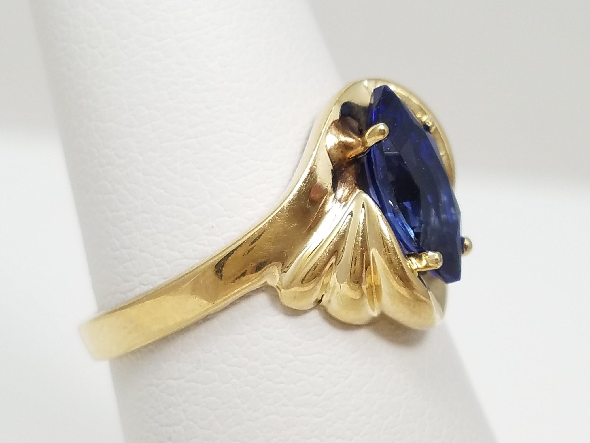 Magnificent 10k Yellow Gold Lab Created Sapphire Ring