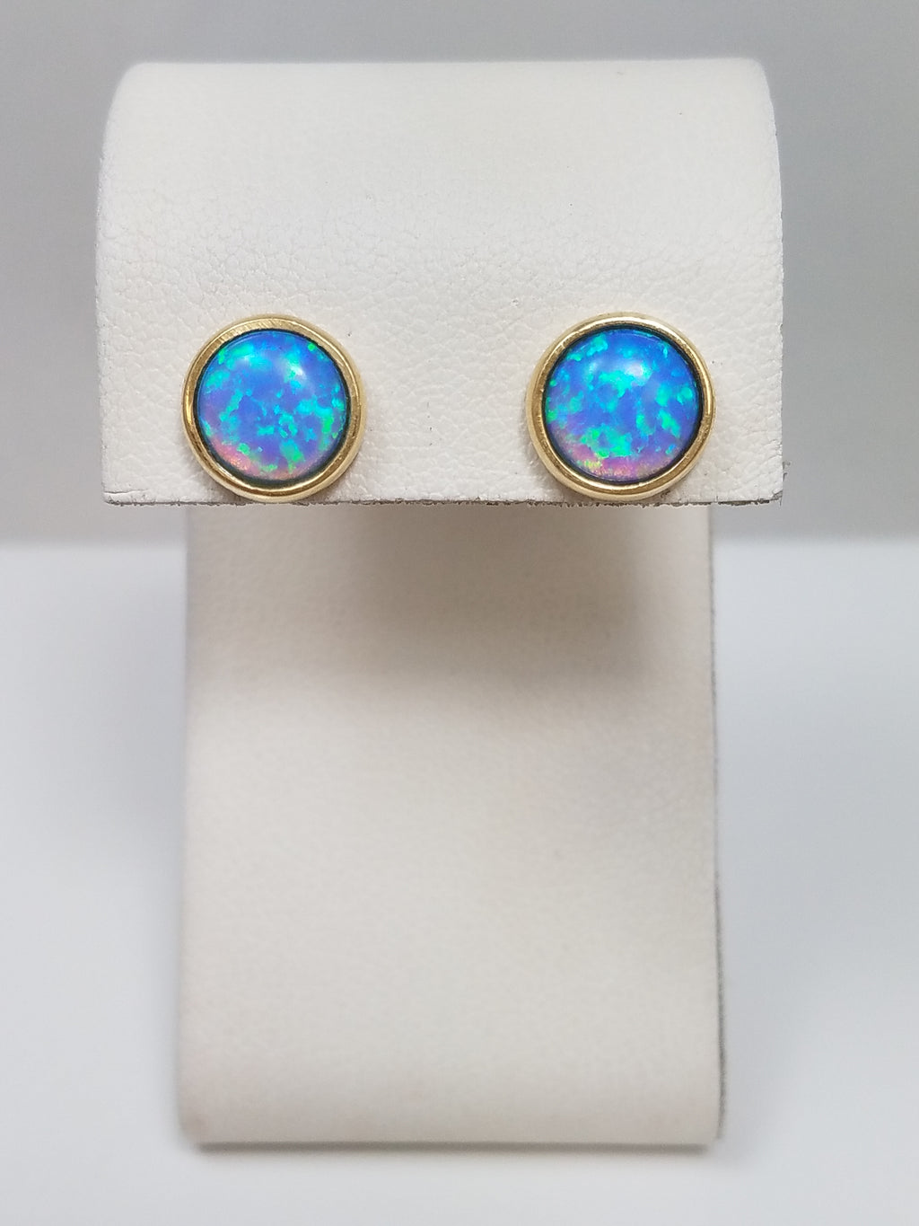 Colorful 14k Yellow Gold Synthetic Opal Earrings