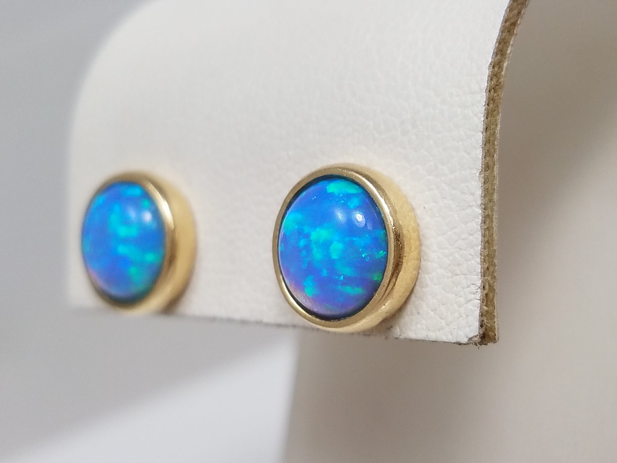 Colorful 14k Yellow Gold Synthetic Opal Earrings