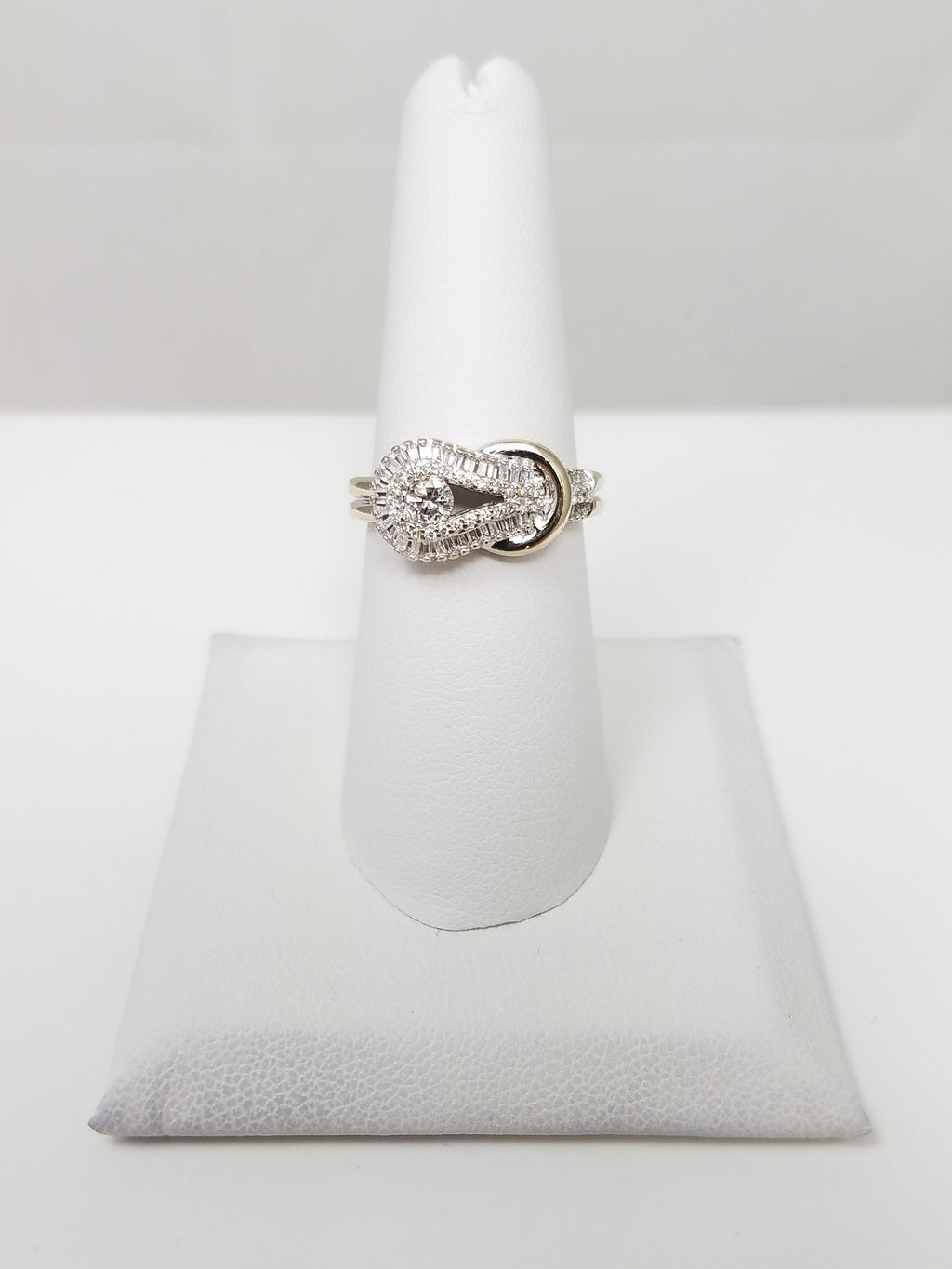 Precious 14k White Gold Natural Diamond Love Knot Ring