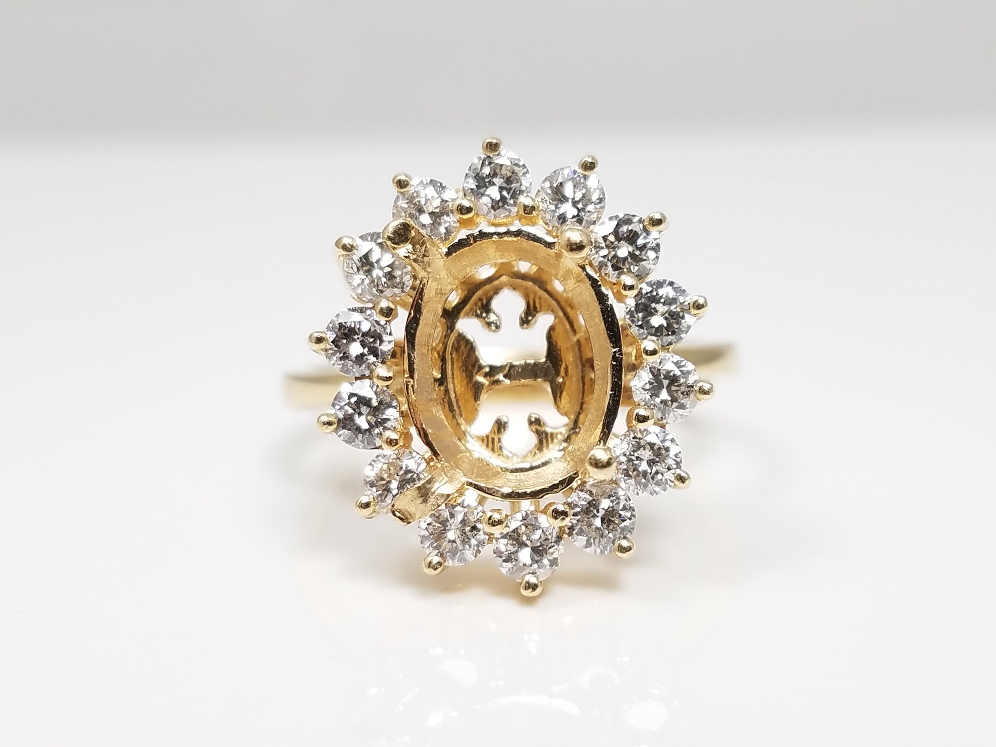 Glamorous 14k Yellow Gold Natural Diamond Halo Engagement Ring Mount