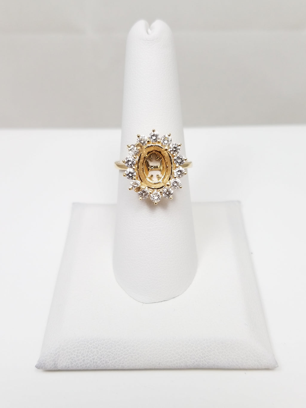 Glamorous 14k Yellow Gold Natural Diamond Halo Engagement Ring Mount