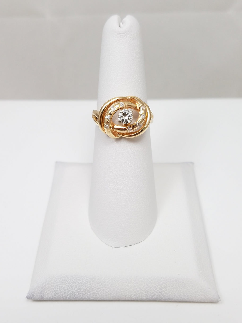 Fancy 14k Yellow Gold Swirly Natural Diamond Engagement Ring