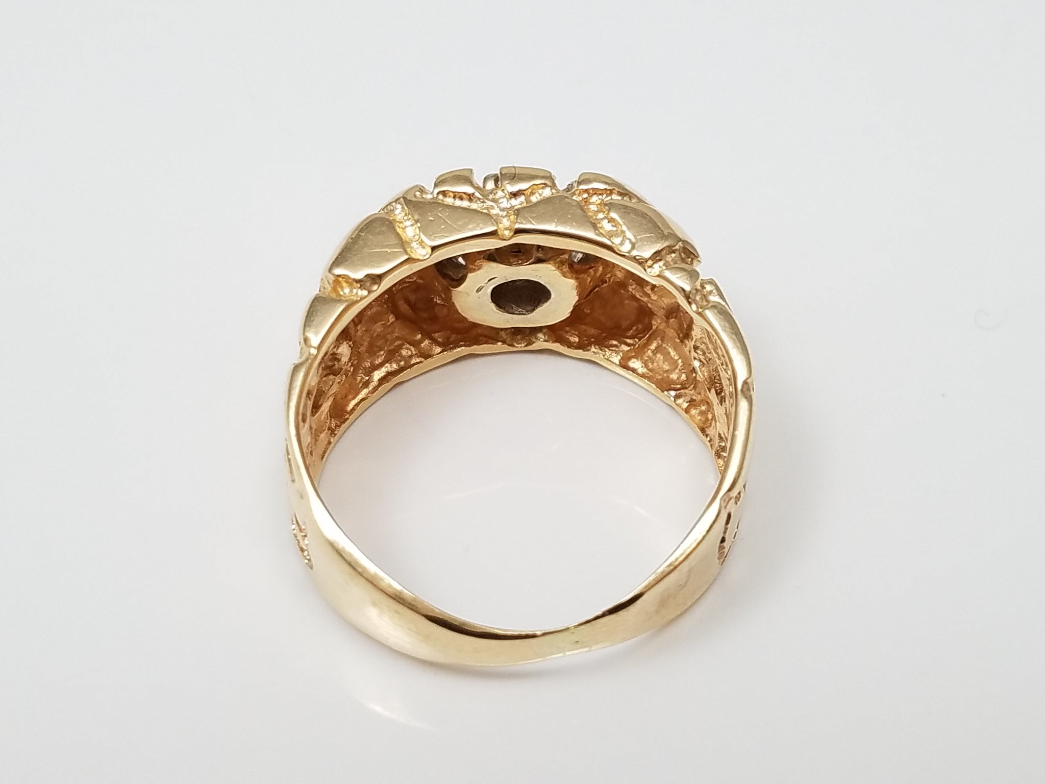 Classy 14k Yellow Gold Natural Diamond Nugget Ring