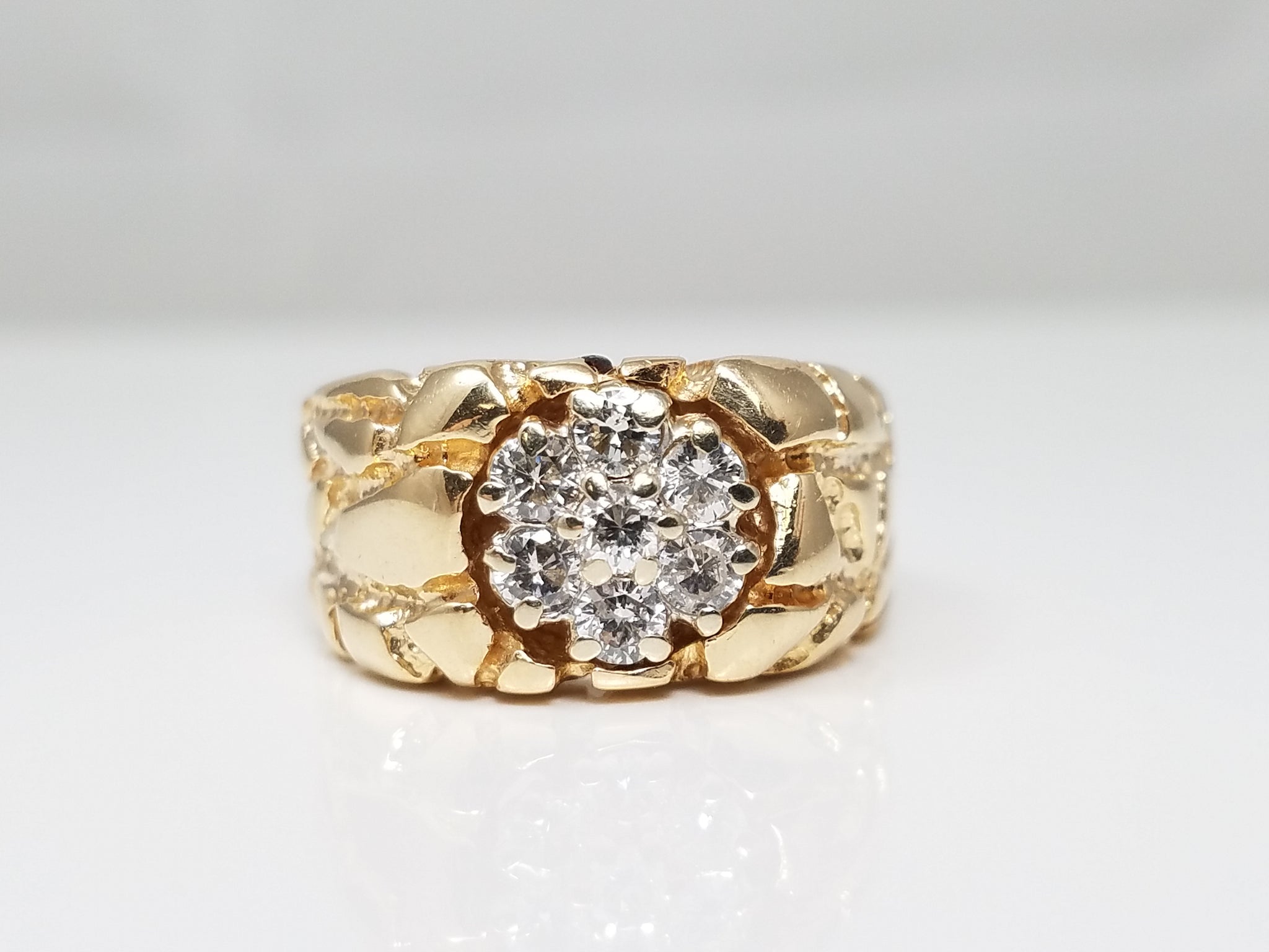 Classy 14k Yellow Gold Natural Diamond Nugget Ring