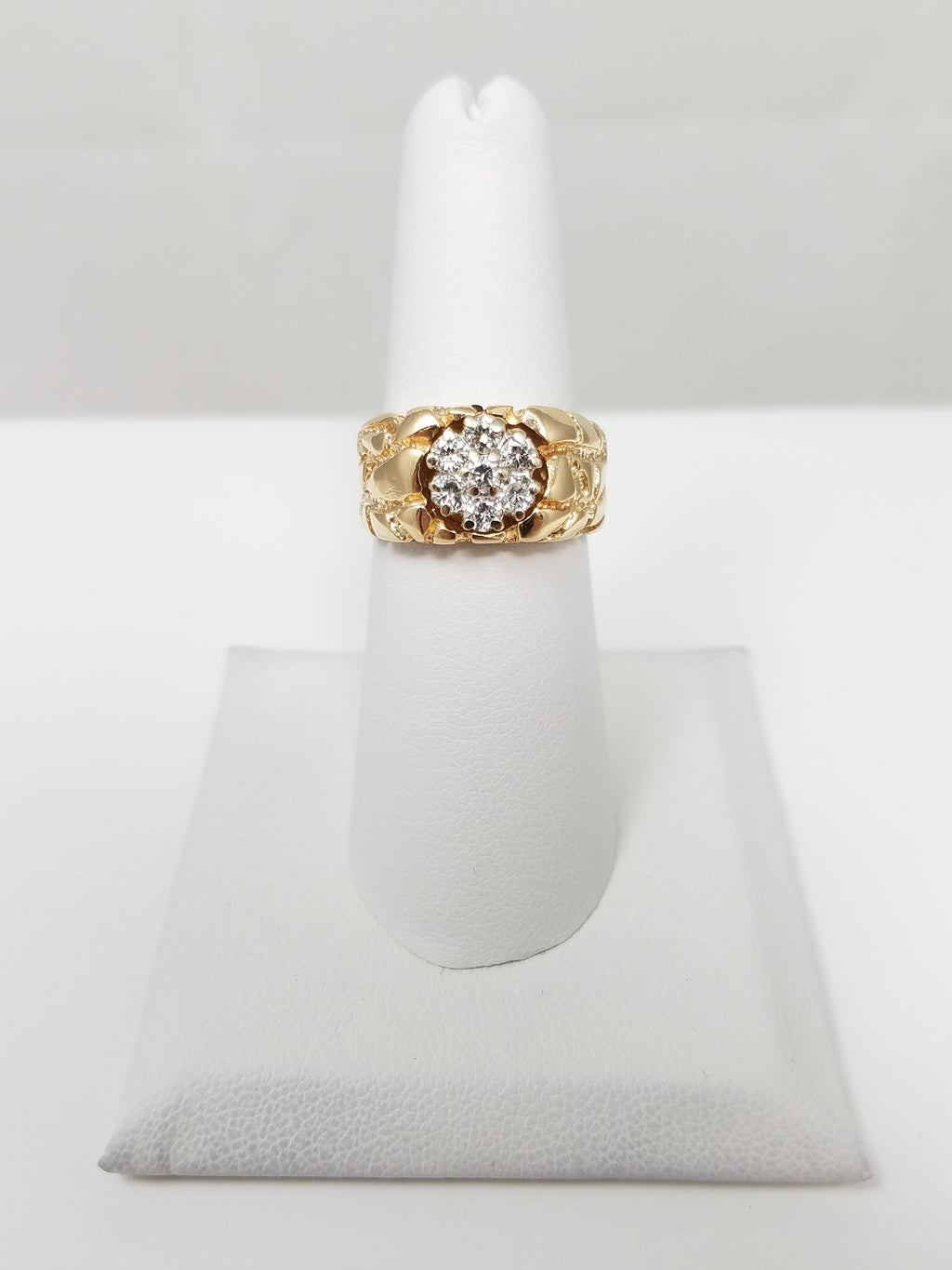Classy 14k Yellow Gold Natural Diamond Nugget Ring