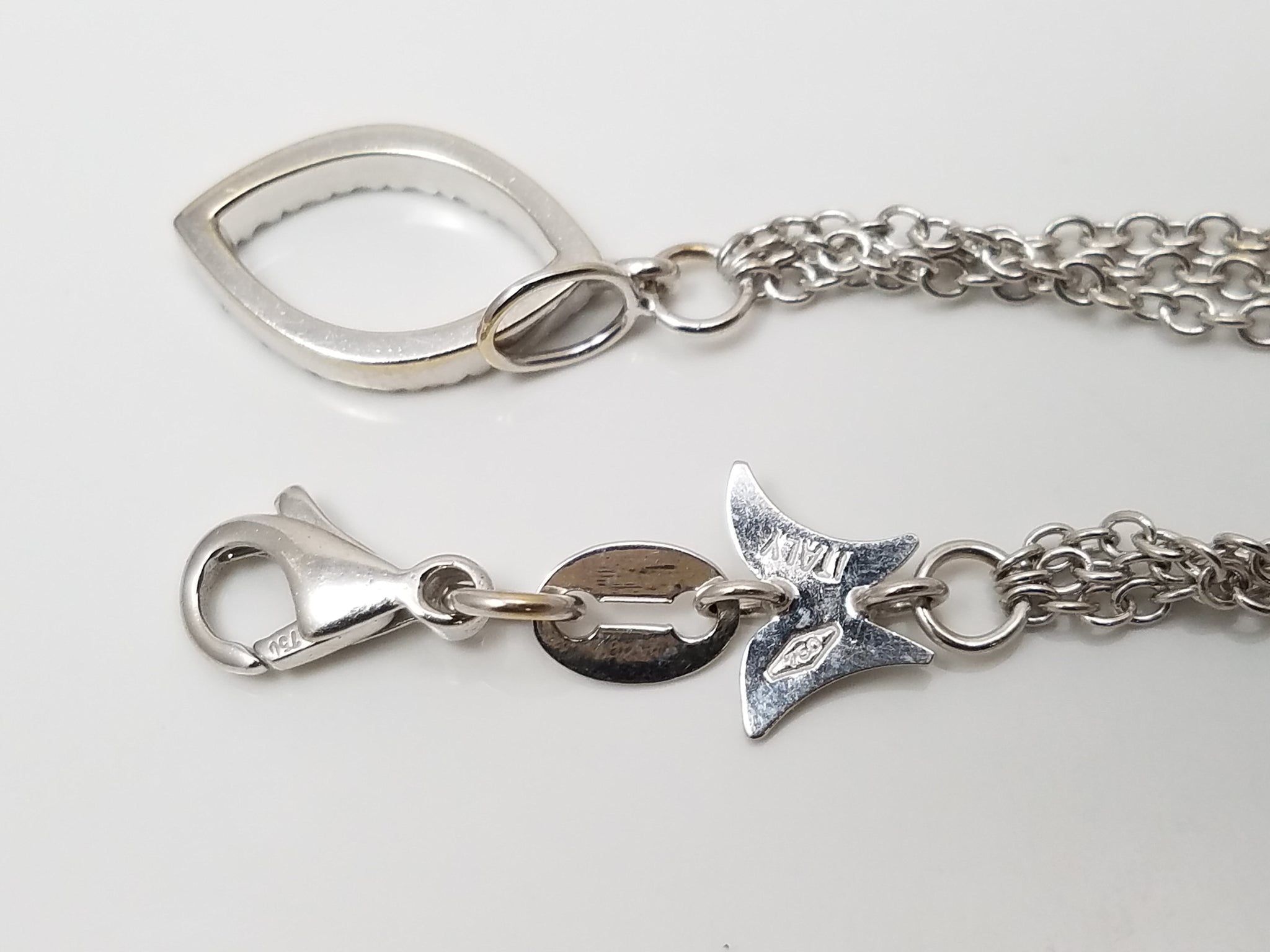 Exquisite 7.25" 18k White Gold Natural Diamond Multi Strand Charm Bracelet