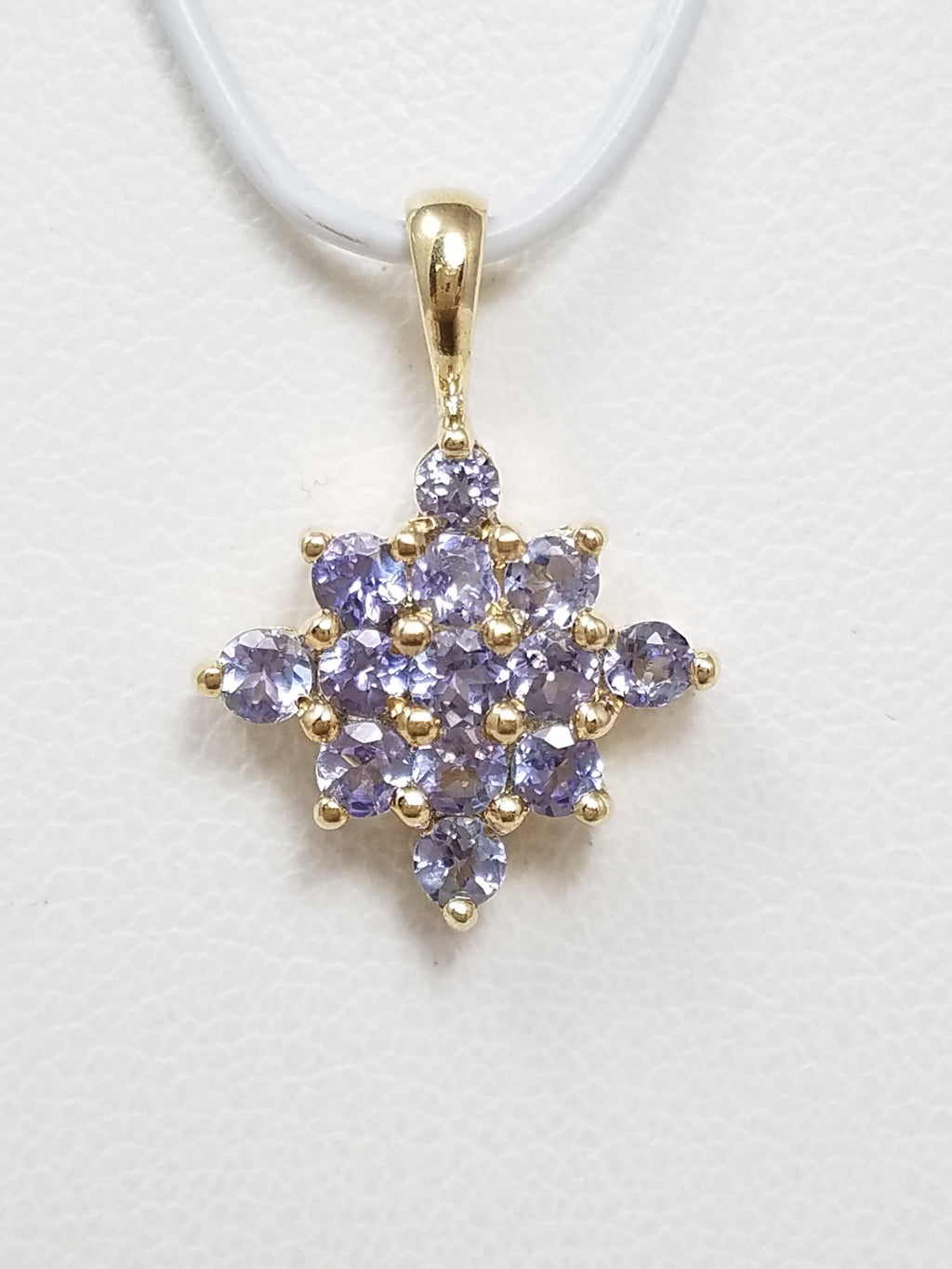 10k Yellow Gold Natural Tanzanite Cluster Pendant