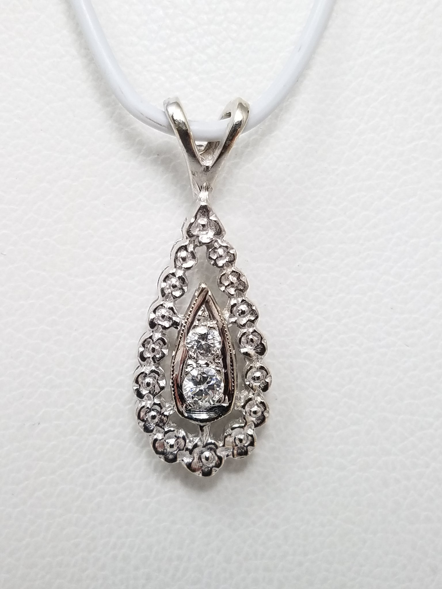 Swanky 14k White Gold Natural Diamond Earring & Pendant Set