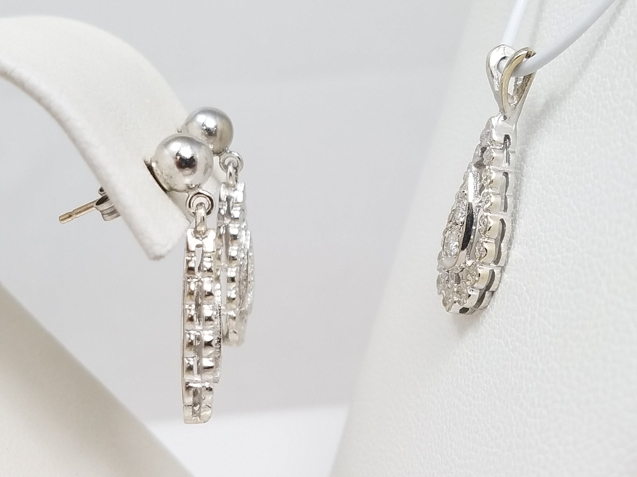 Swanky 14k White Gold Natural Diamond Earring & Pendant Set