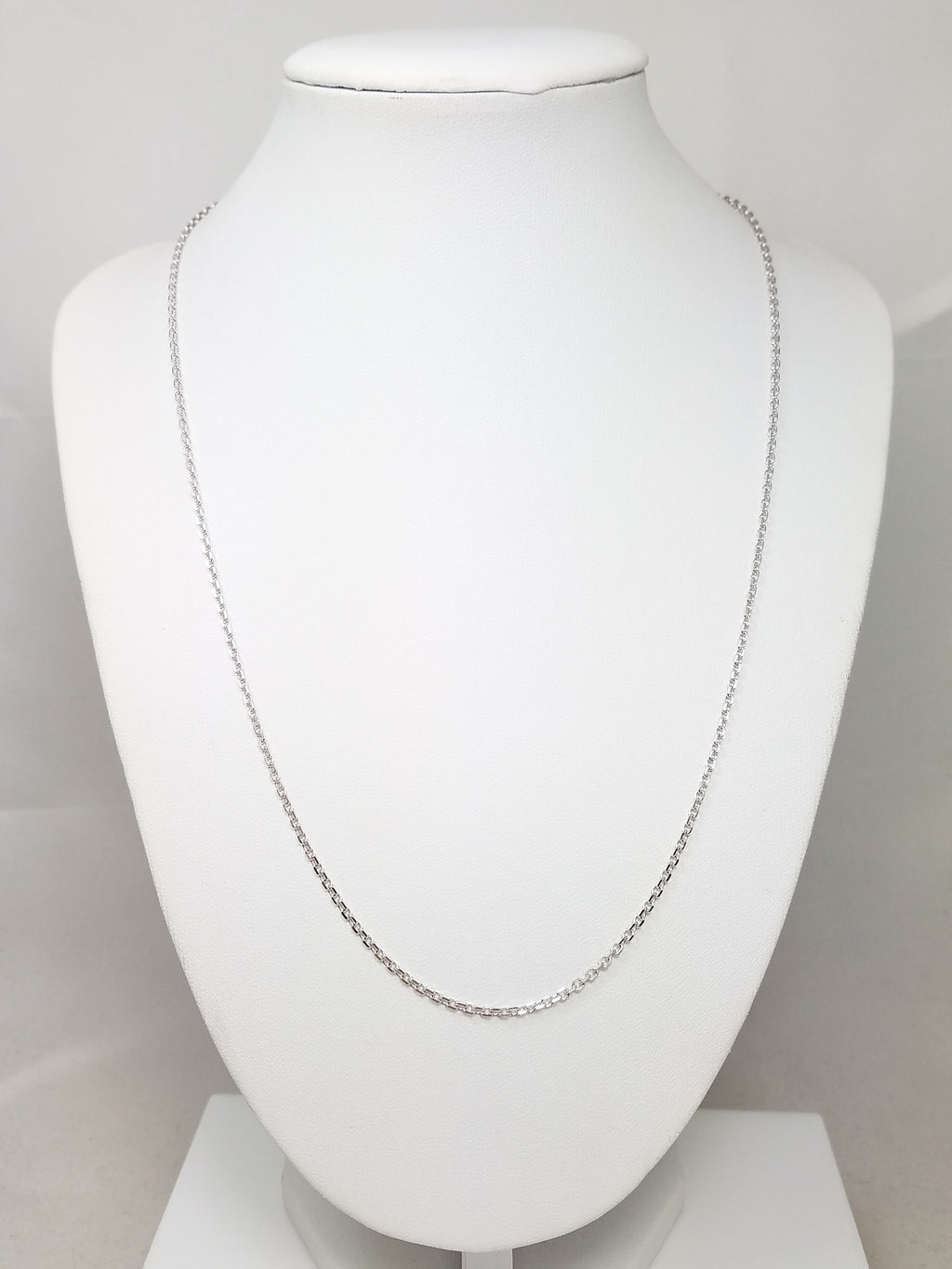 Sturdy 20" Solid 14k White Gold Cable Link Chain Necklace