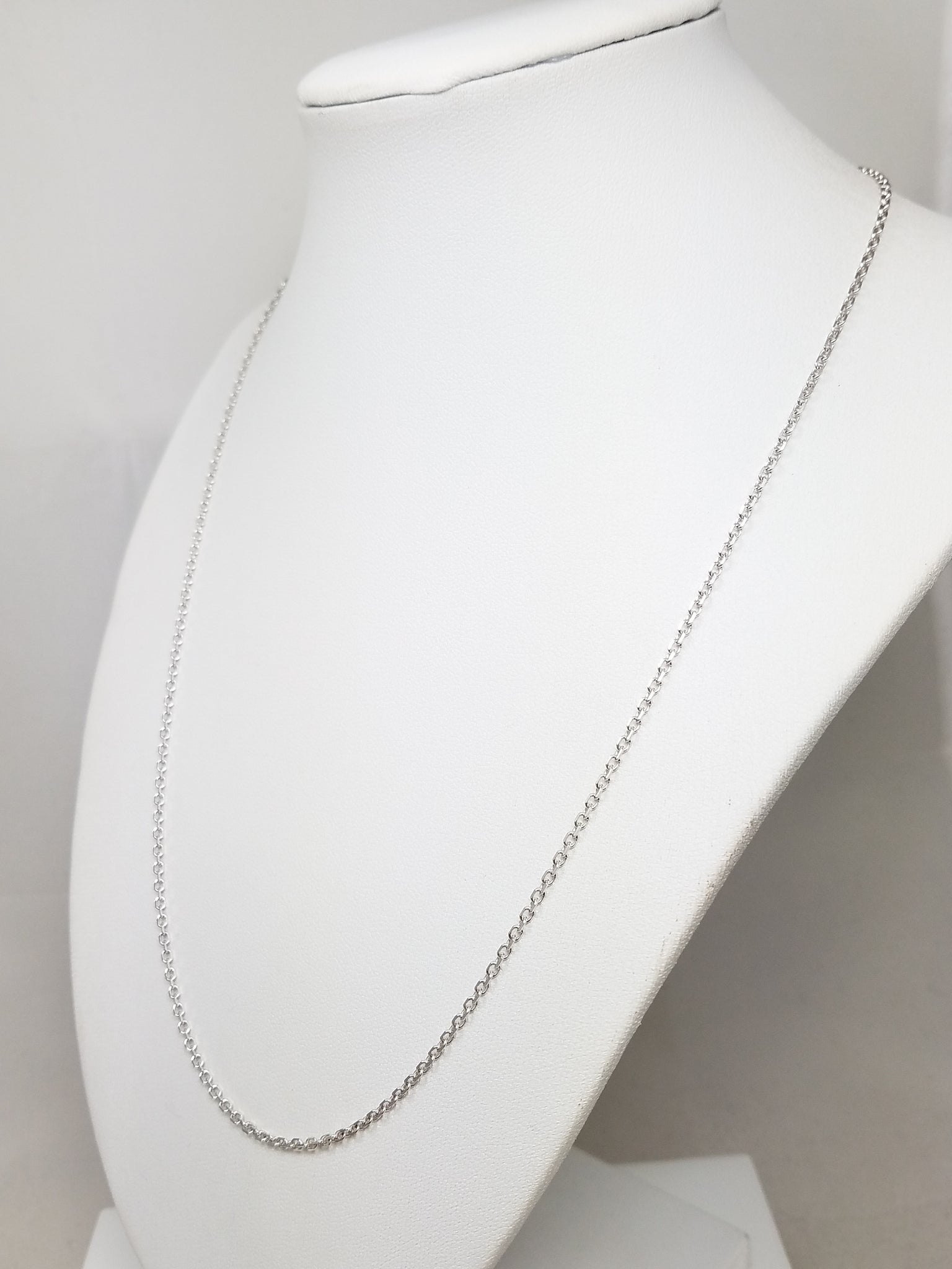 Sturdy 20" Solid 14k White Gold Cable Link Chain Necklace