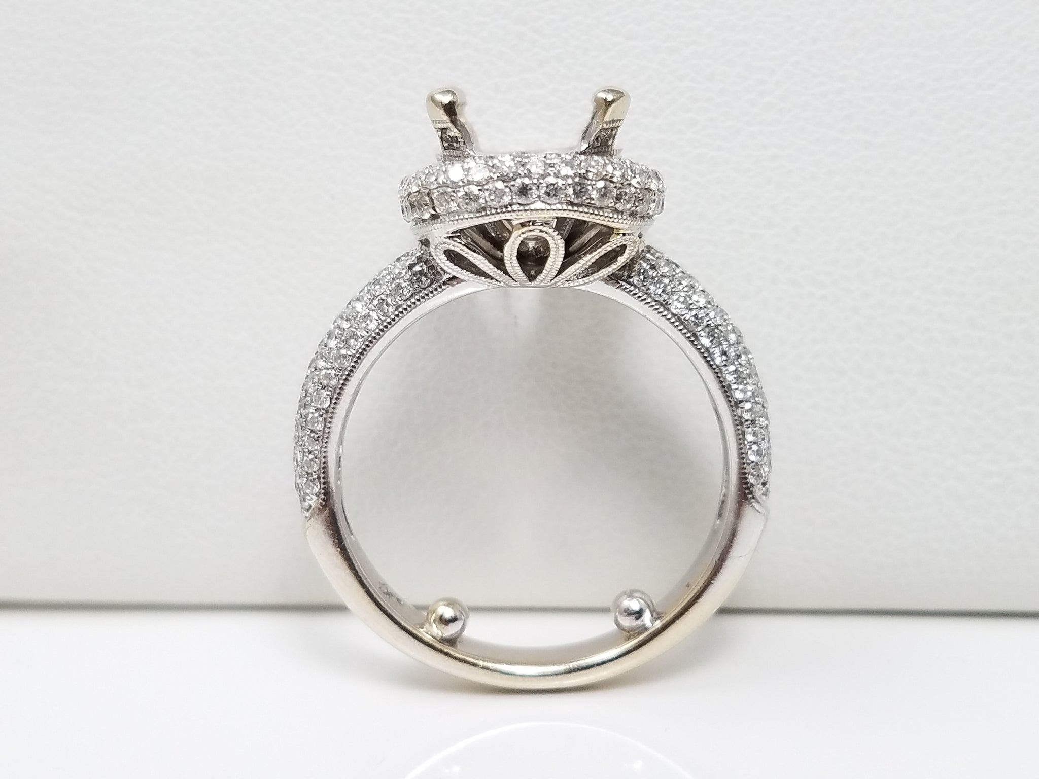 Extravagant 14k White Gold .75ctw Natural Diamond Oval Ring Mount