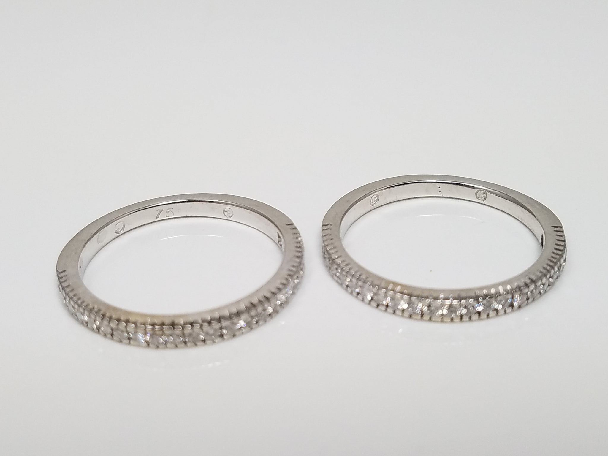 Two Matching Hidalgo 18k White Gold Natural Diamond Anniversary Ring Bands