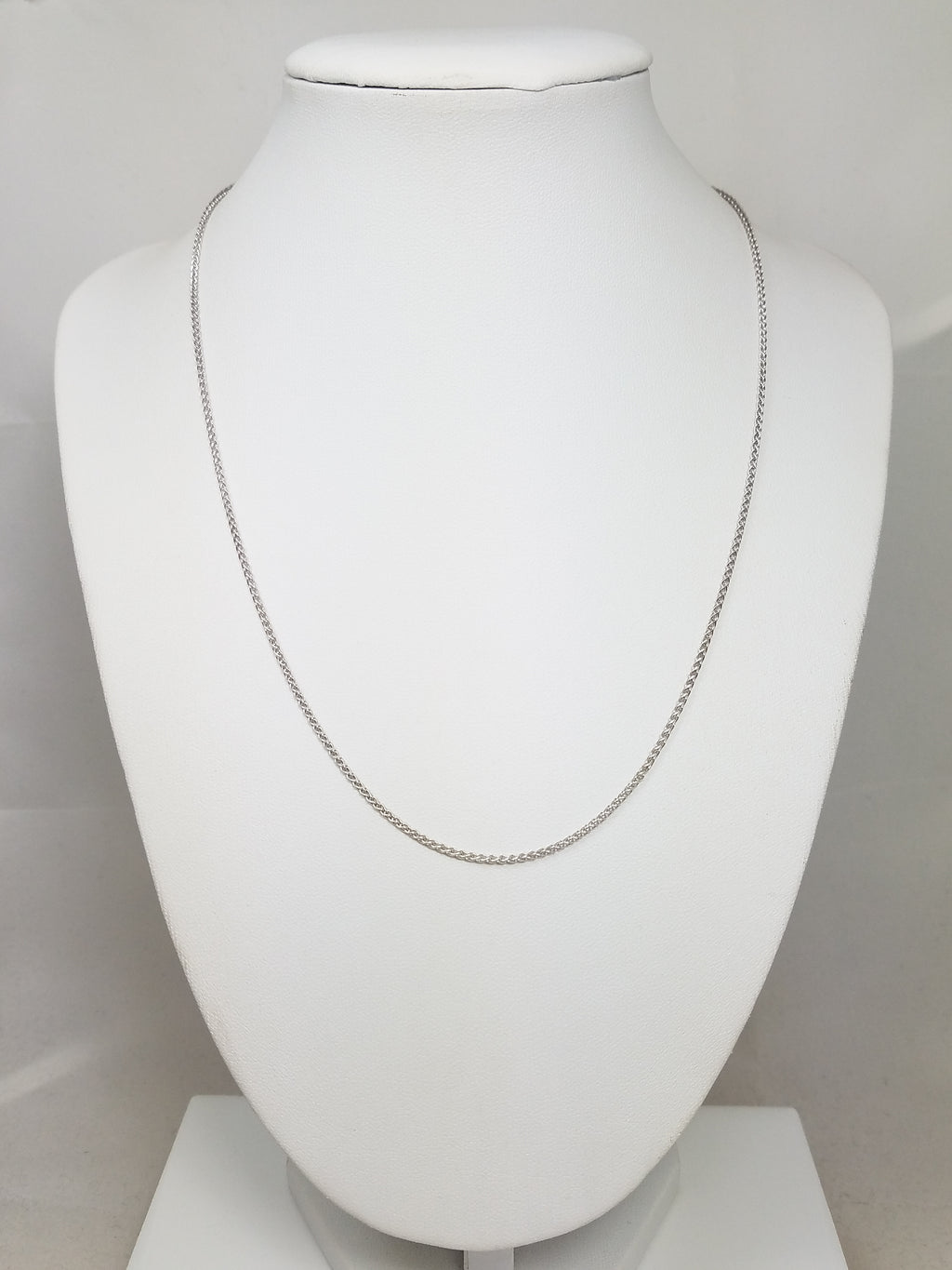 Classic 18k White Gold Round Wheat Chain 18" Necklace