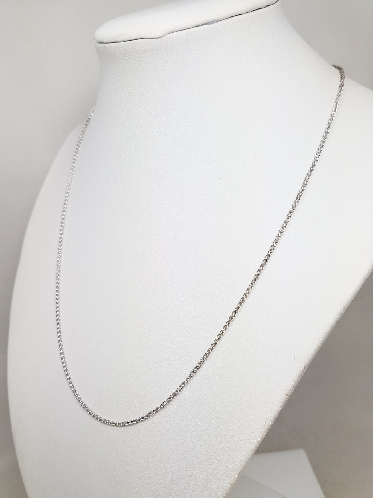 Classic 18k White Gold Round Wheat Chain 18" Necklace