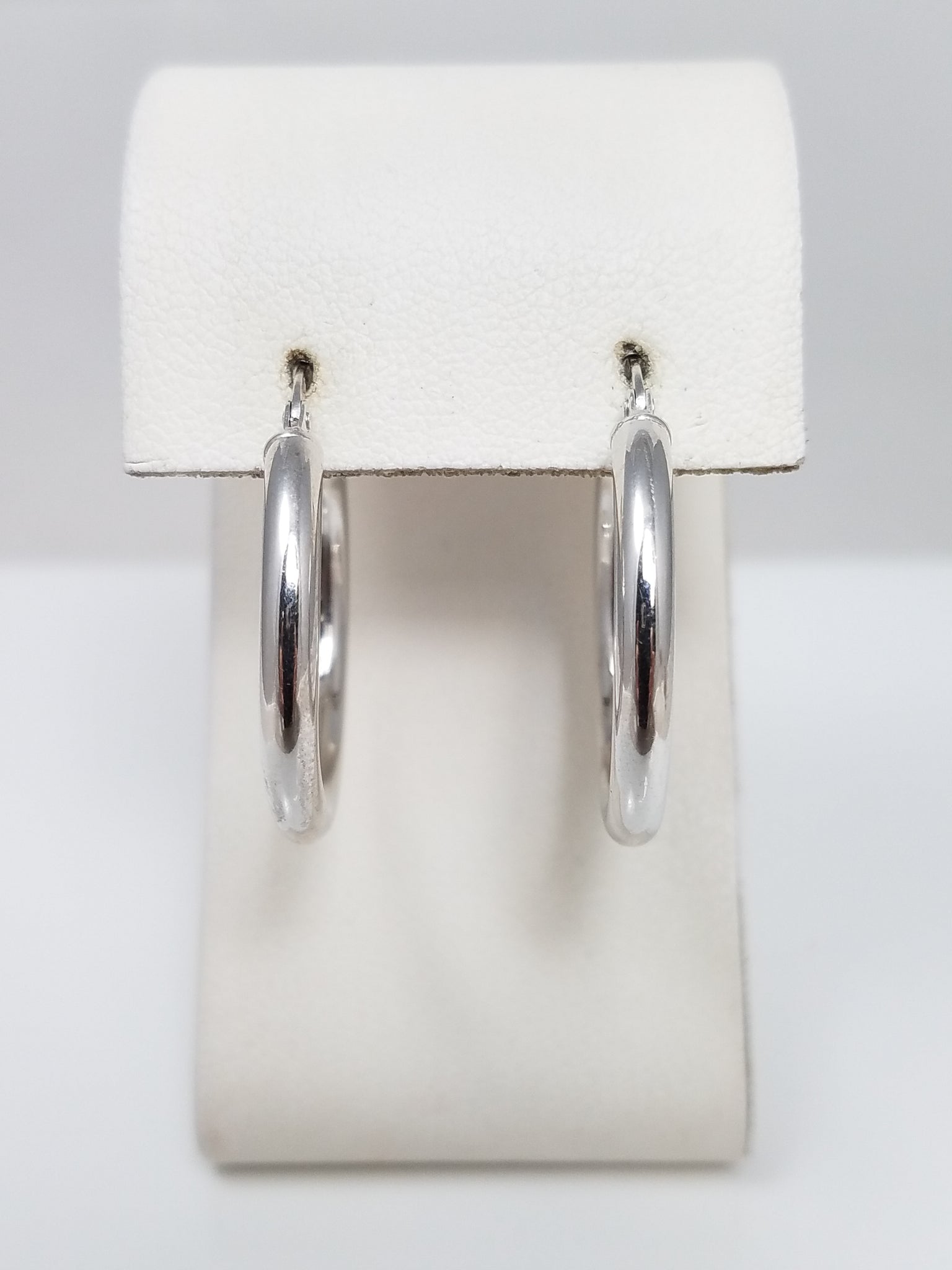 Classic 14k White Gold Hollow Hoop Earrings