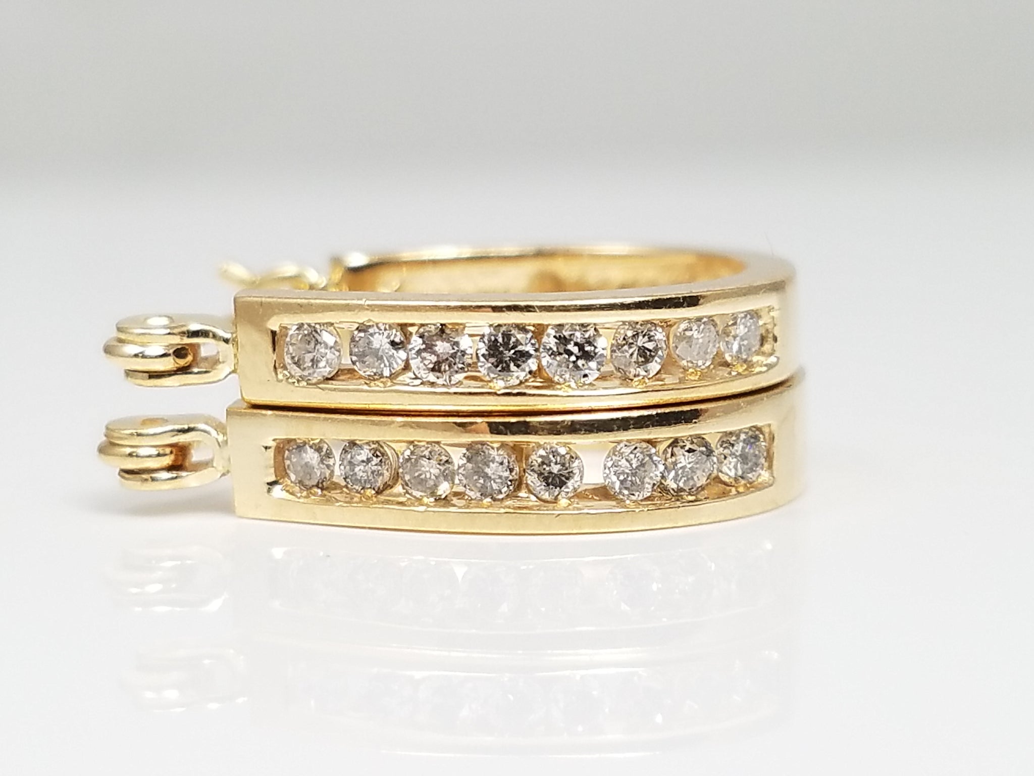 Petite 14k Yellow Gold Natural Diamond Hoop Earrings