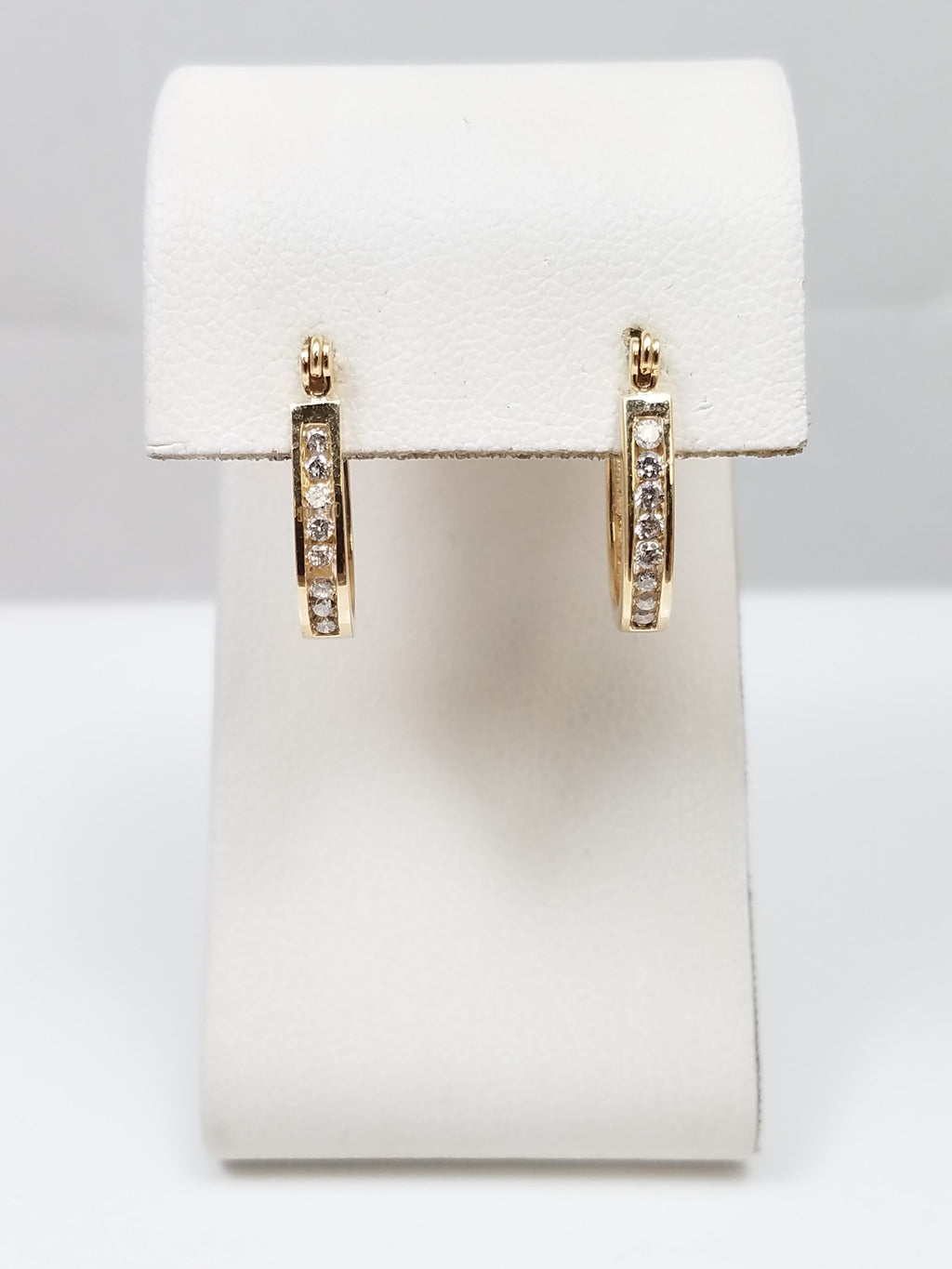 Petite 14k Yellow Gold Natural Diamond Hoop Earrings