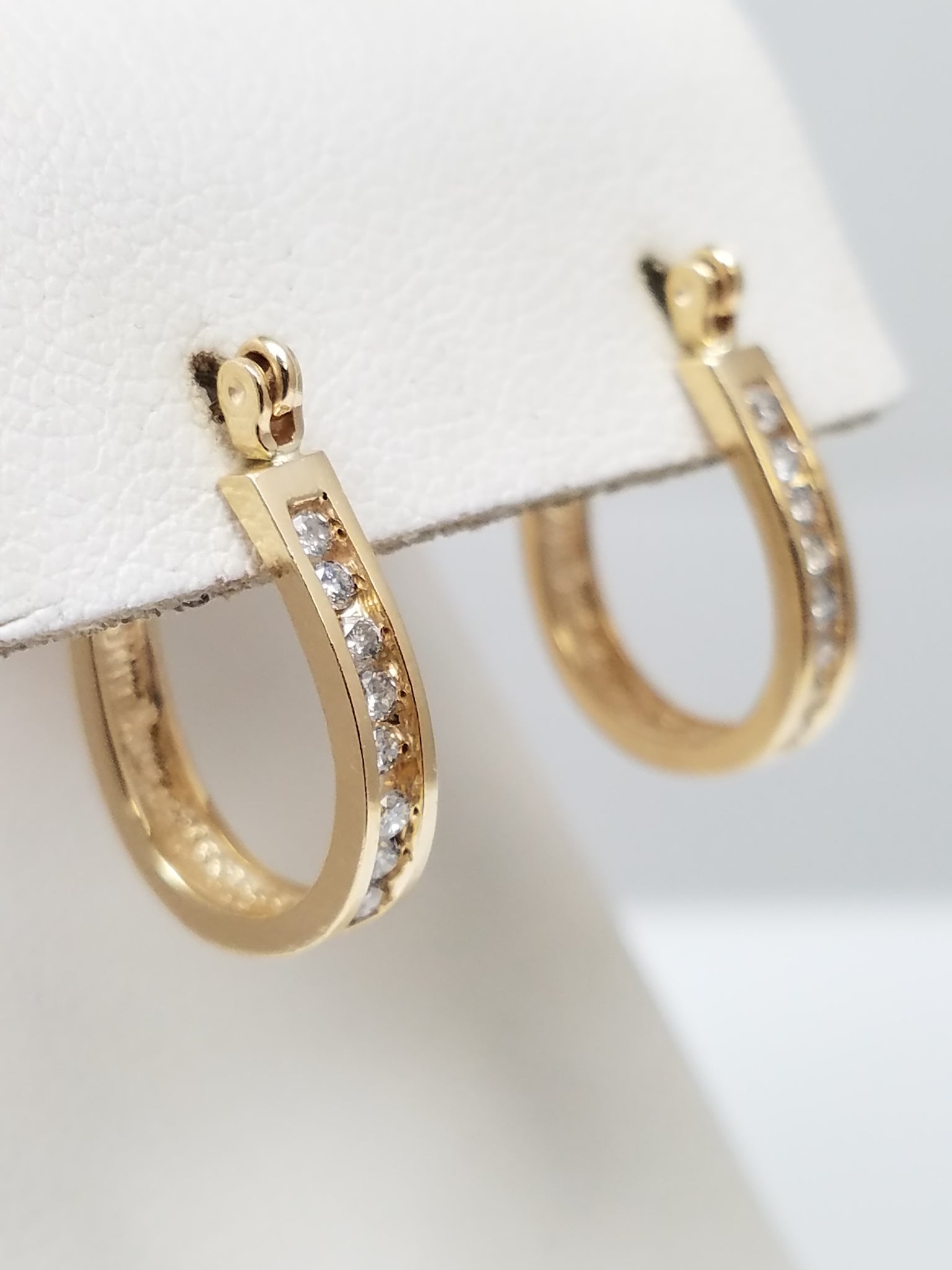 Petite 14k Yellow Gold Natural Diamond Hoop Earrings