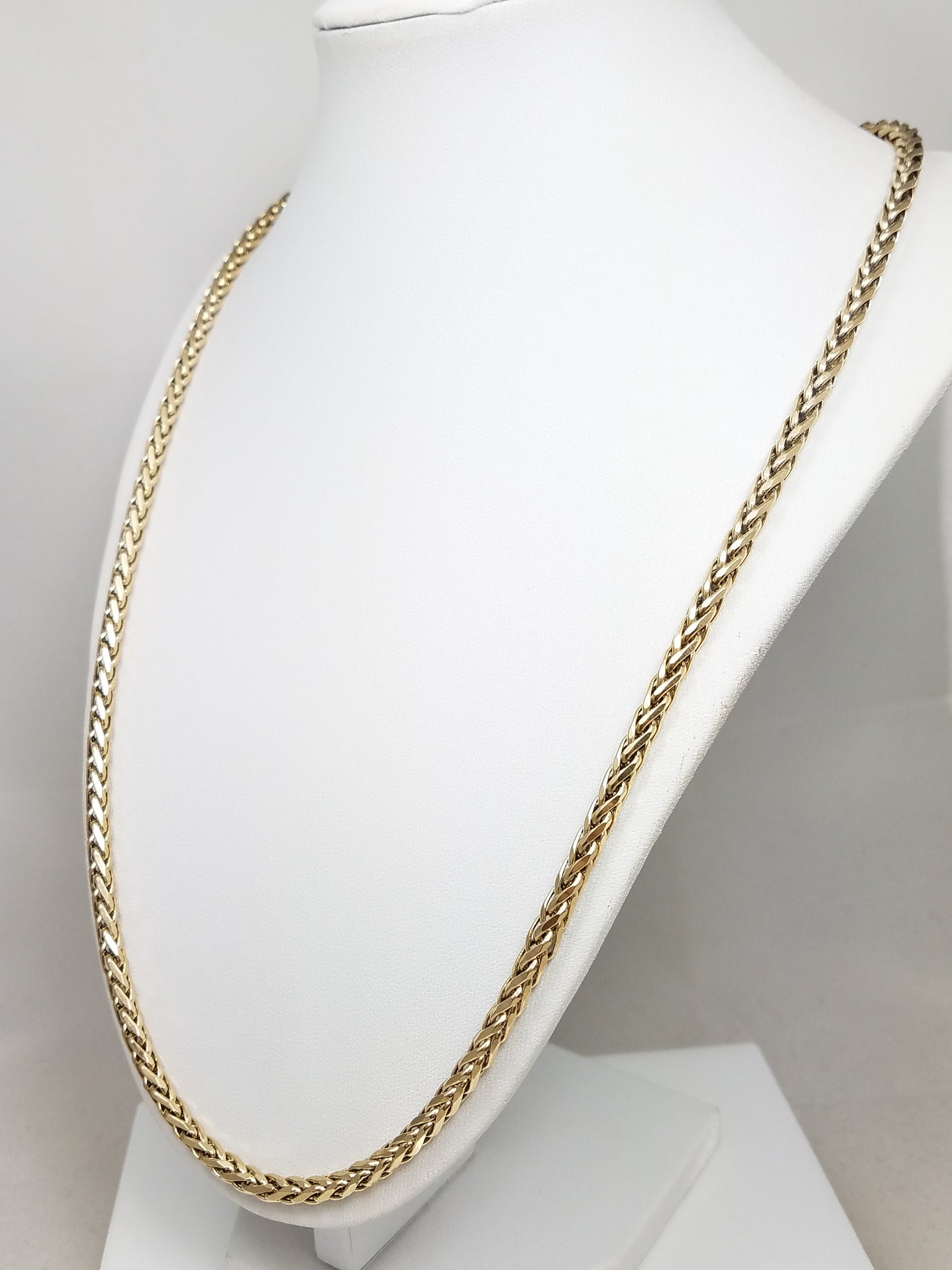 4.3mm/24" Solid Wheat Link 10k Yellow Gold Necklace