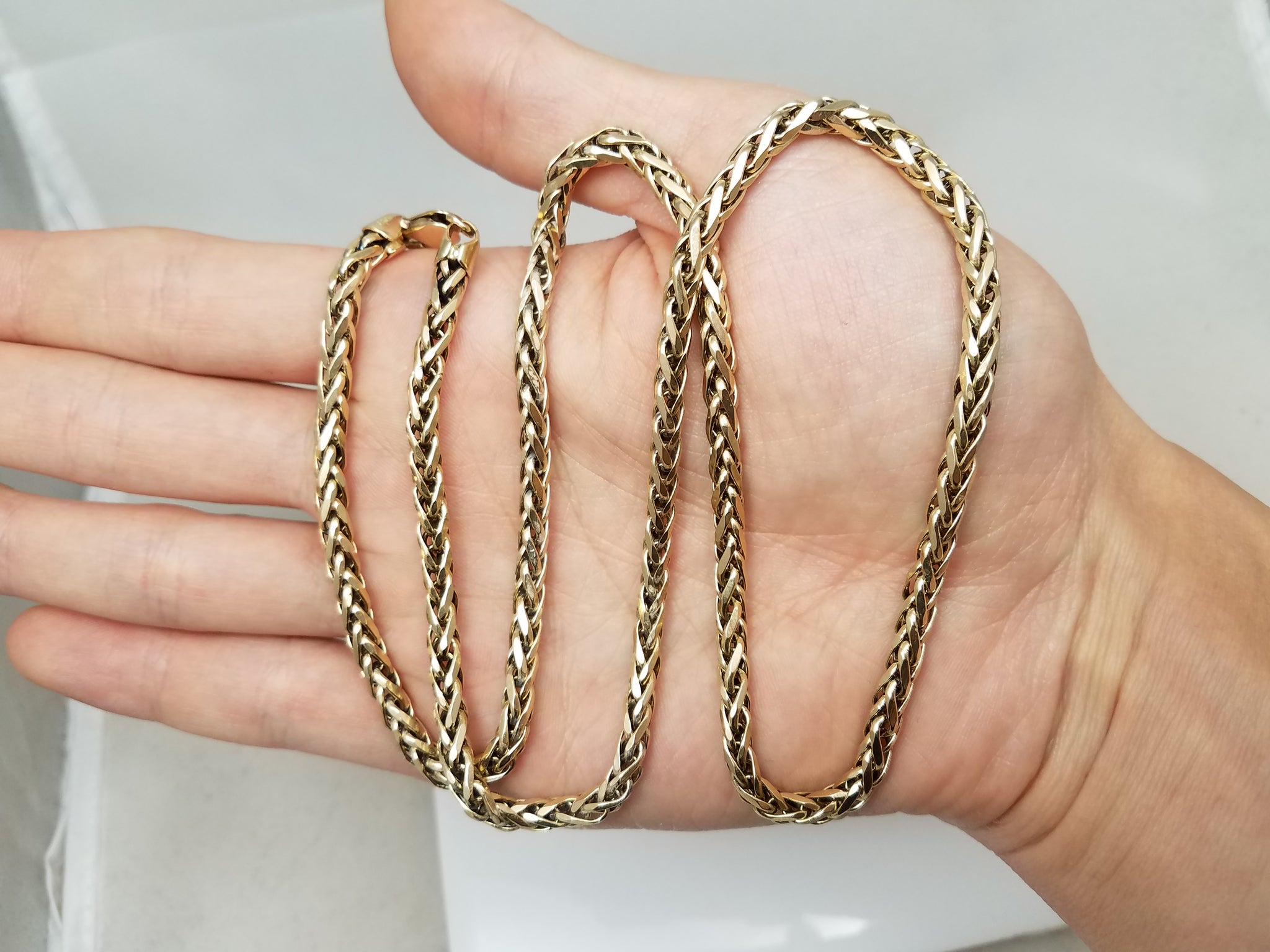 4.3mm/24" Solid Wheat Link 10k Yellow Gold Necklace