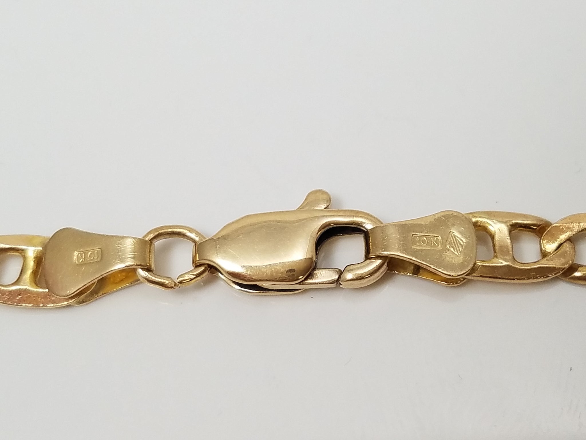 Sporty 21" Solid 10k Yellow Gold Mariner Link Chain Necklace