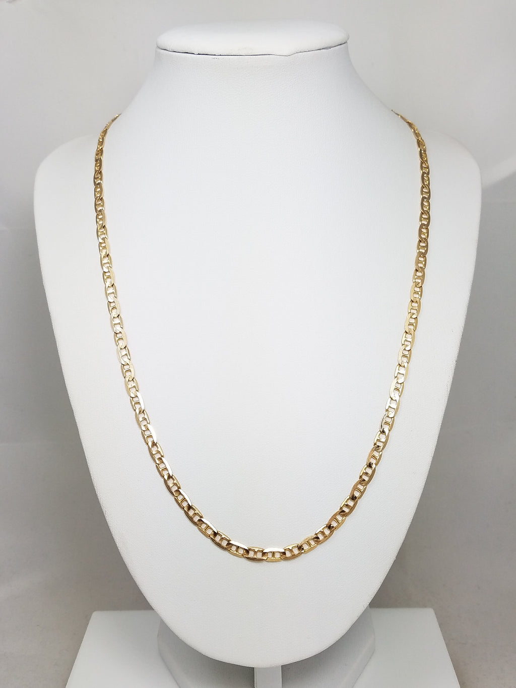 Sporty 21" Solid 10k Yellow Gold Mariner Link Chain Necklace