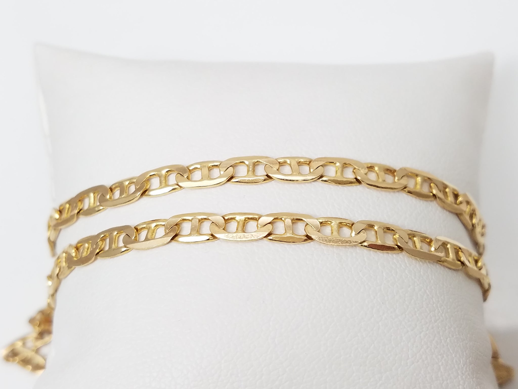 Sporty 21" Solid 10k Yellow Gold Mariner Link Chain Necklace