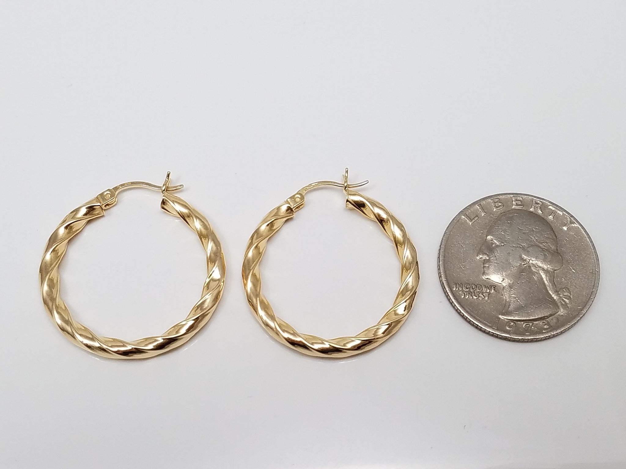 Classic 14k Yellow Gold Hollow Twisted Hoop Earrings