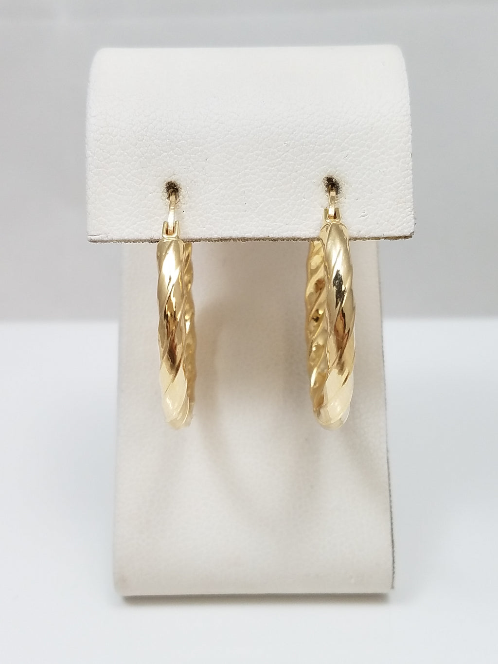 Classic 14k Yellow Gold Hollow Twisted Hoop Earrings