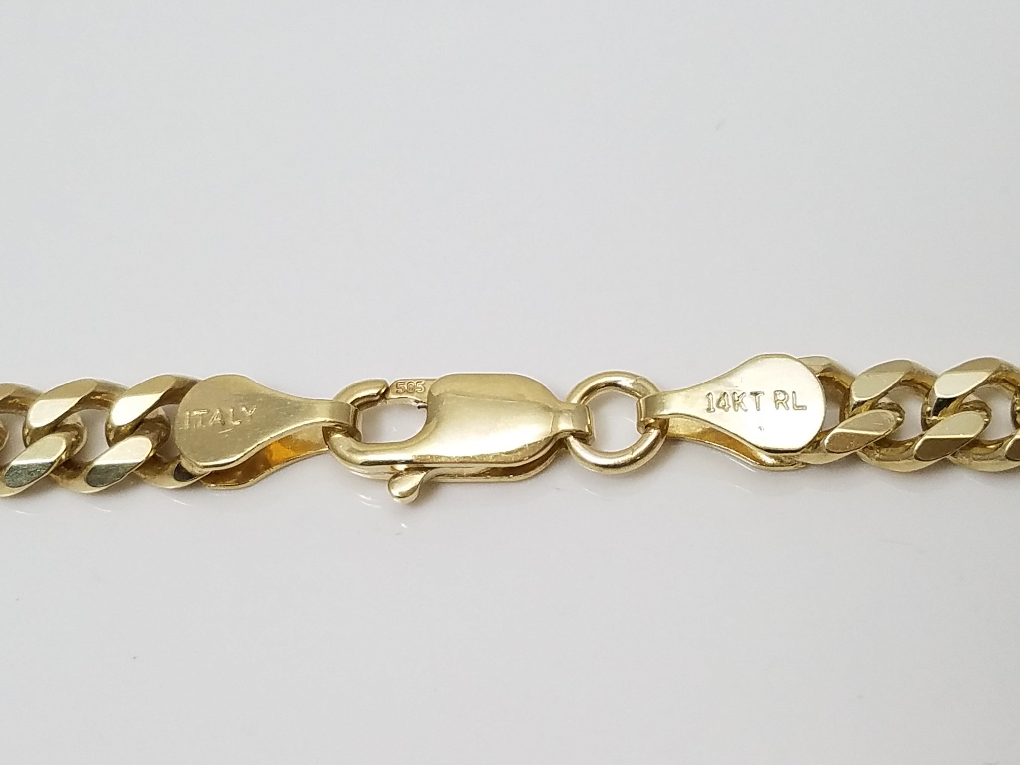 14k Yellow Gold Solid Curb Link 4.4mm/22" Necklace