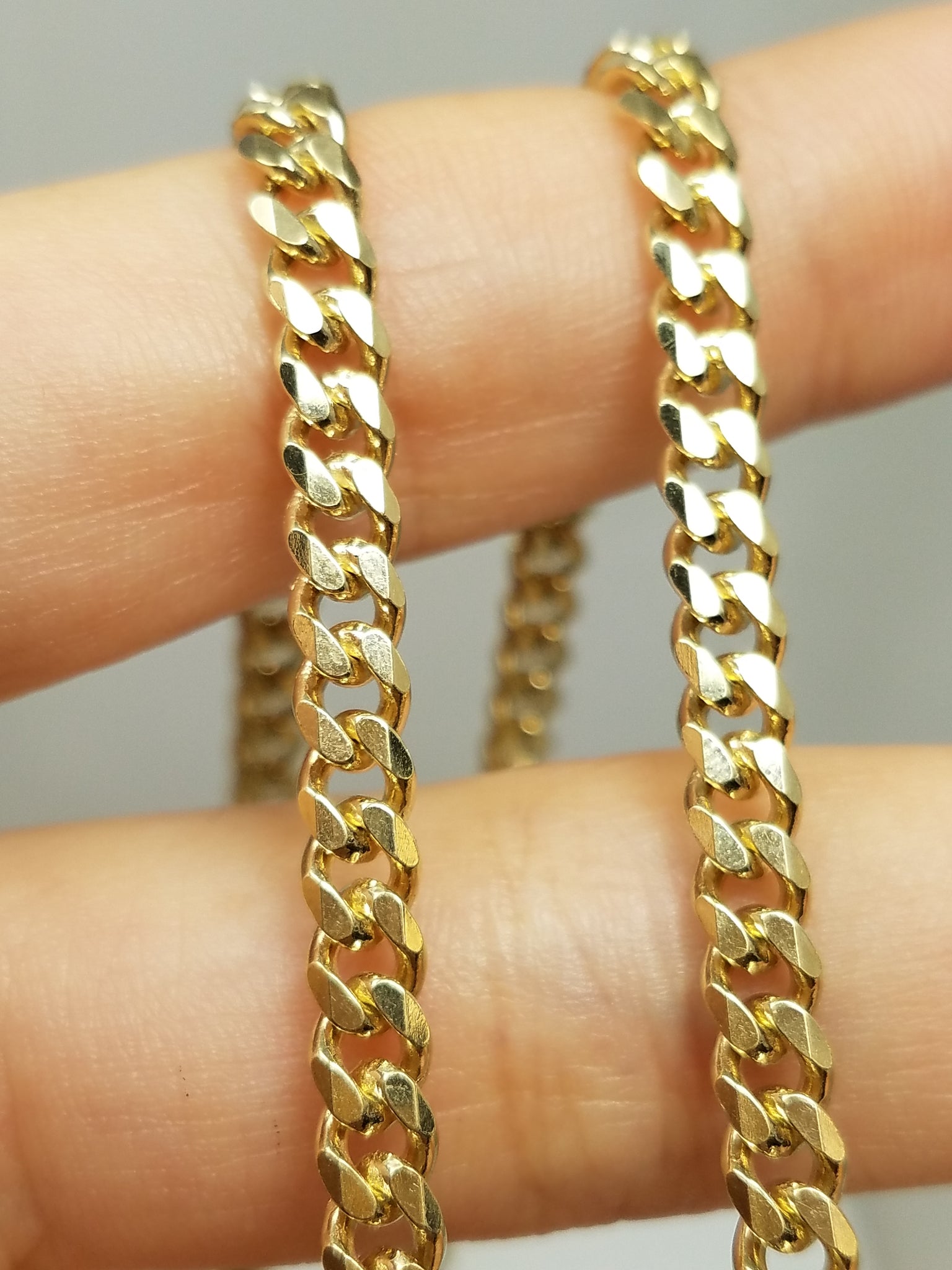 14k Yellow Gold Solid Curb Link 4.4mm/22" Necklace