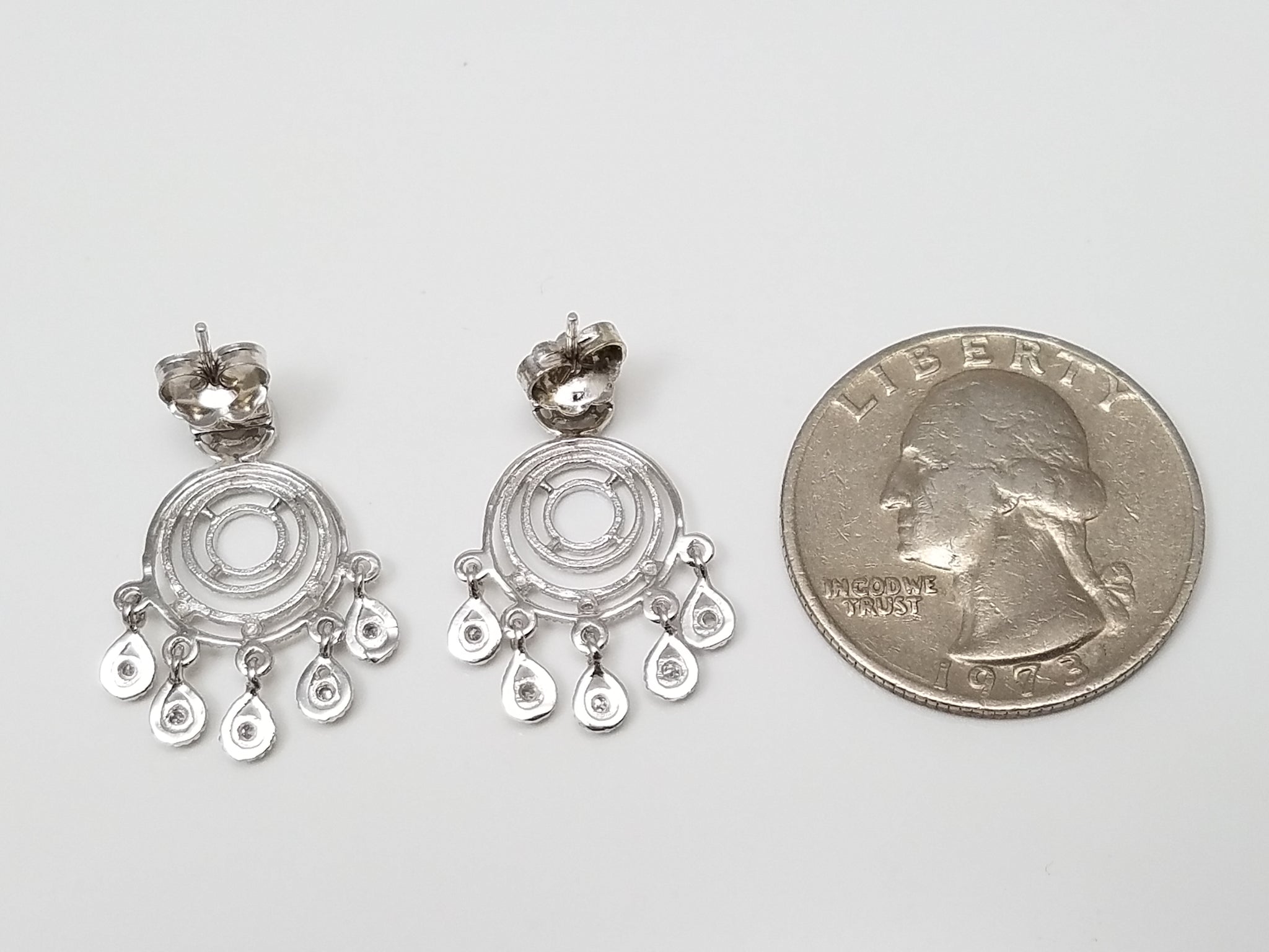 Shimmering 14k White Gold Natural Diamond Dangle Earrings