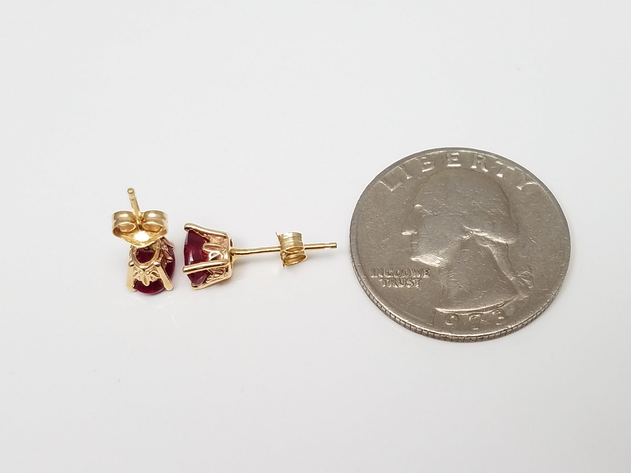 1.50ctw Lab Ruby 14k Yellow Gold Stud Earrings