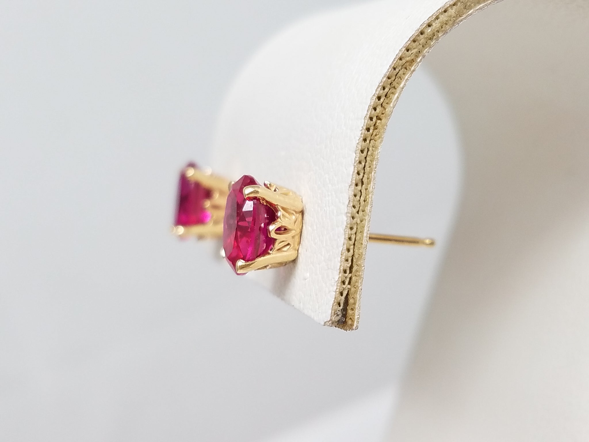 1.50ctw Lab Ruby 14k Yellow Gold Stud Earrings