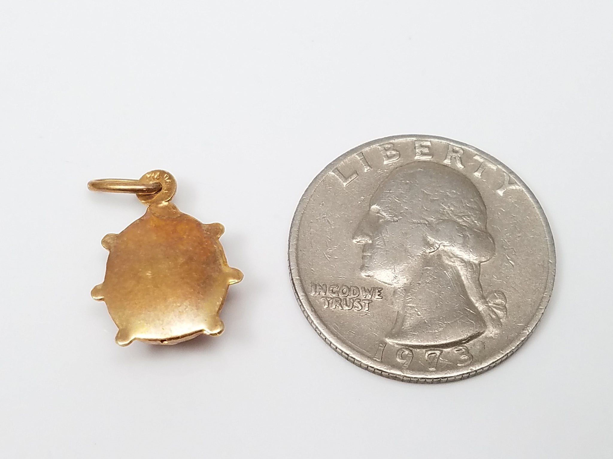 Cute Vintage 14k Yellow Gold 3-D Enamel Ladybug Charm Italy