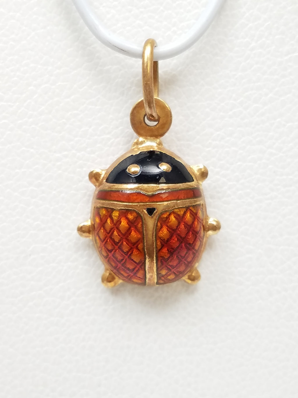 Cute Vintage 14k Yellow Gold 3-D Enamel Ladybug Charm Italy