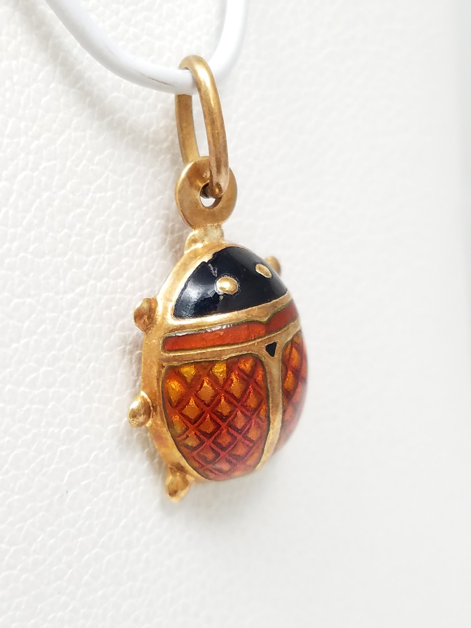 Cute Vintage 14k Yellow Gold 3-D Enamel Ladybug Charm Italy