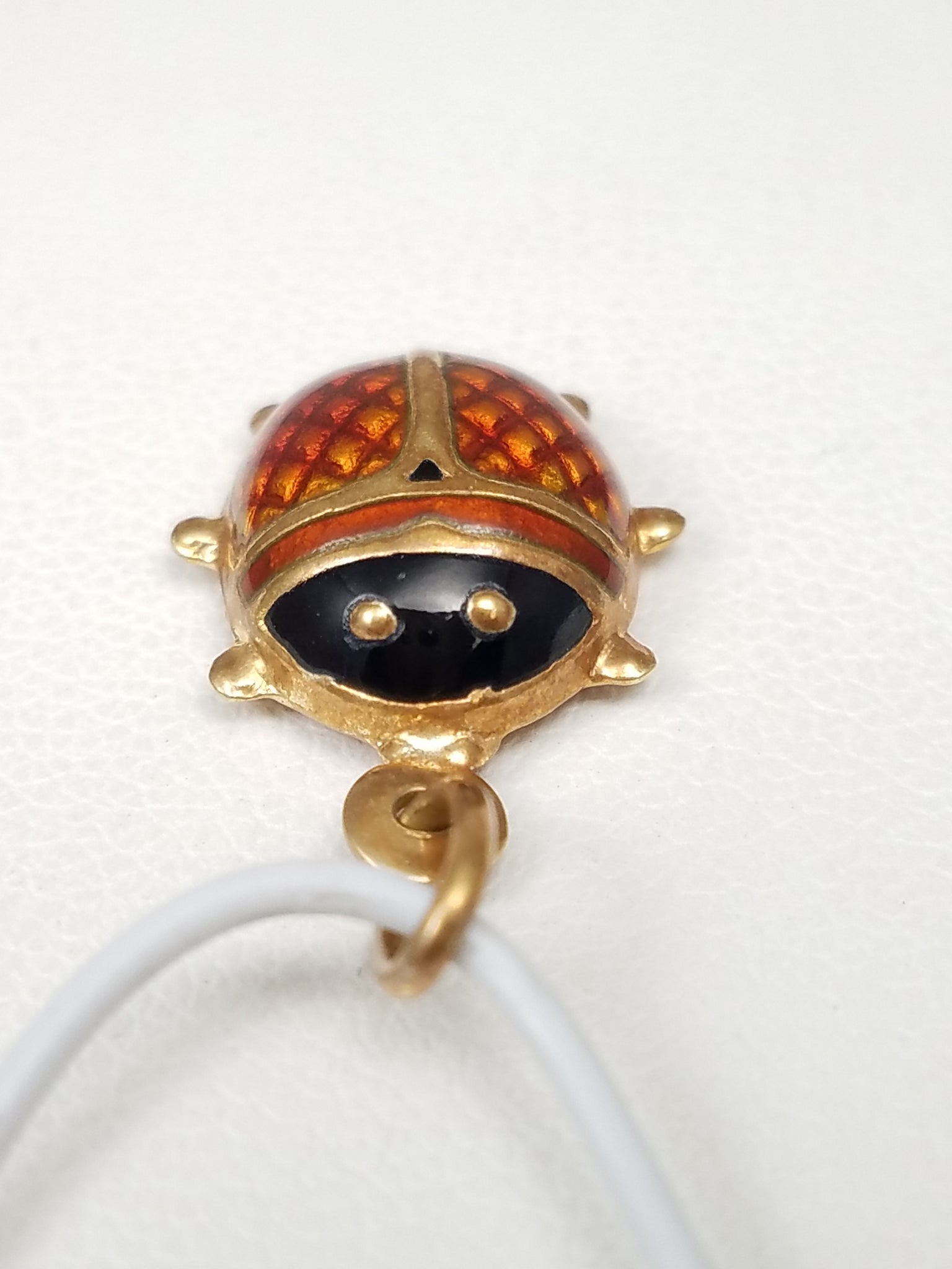 Cute Vintage 14k Yellow Gold 3-D Enamel Ladybug Charm Italy