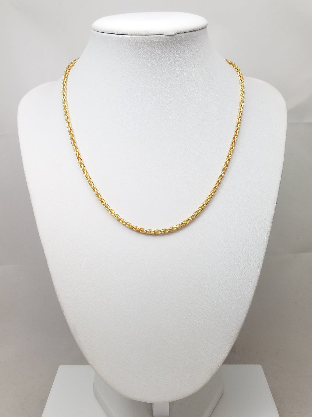 14k Yellow Gold Solid Wheat Link 2.8mm/16" Necklace